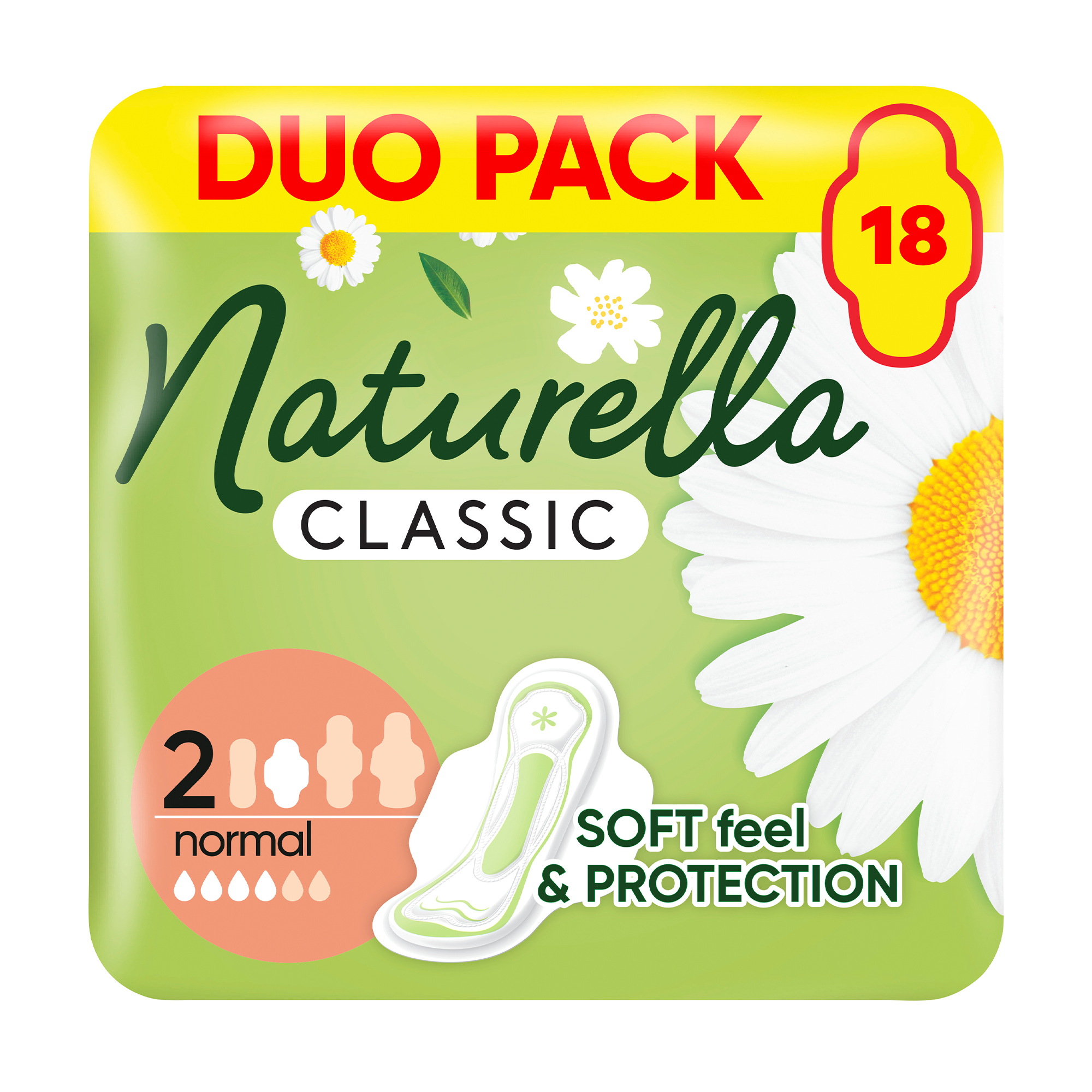 

Гігієнічні прокладки NATURELLA Classic Normal розмір 2, 18 шт