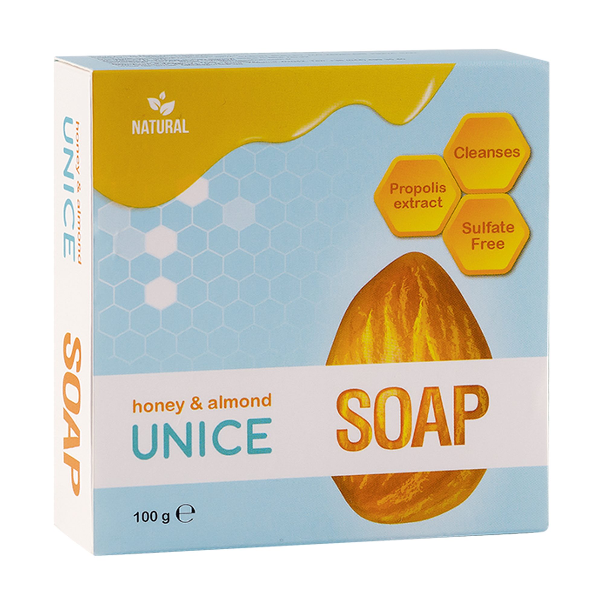 

Натуральне мило для рук Unice з медом та мигдалем, 100 г