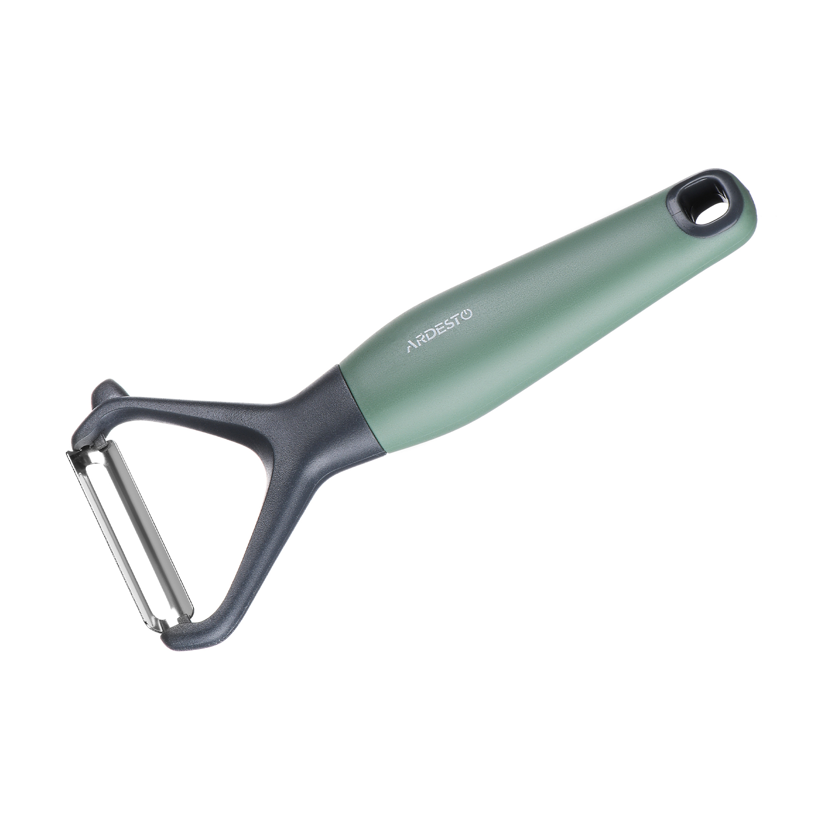 

Овочечистка Ardesto Gemini з неіржавкої сталі та сіро-зеленою пластиковою ручкою (AR2109PG)