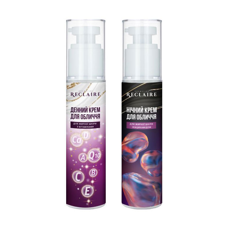 

Уцінка! Набір для жирної шкіри обличчя Reclaire (денний крем, 50 мл + нічний крем, 50 мл)
