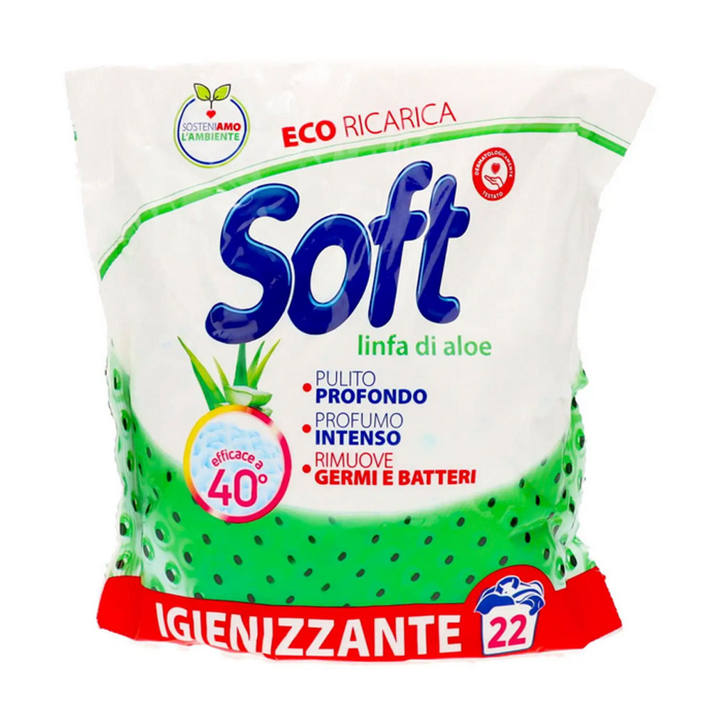 

Універсальний пральний порошок Soft Linfa di Aloe з активним киснем, 22 цикли прання, 1.1 кг