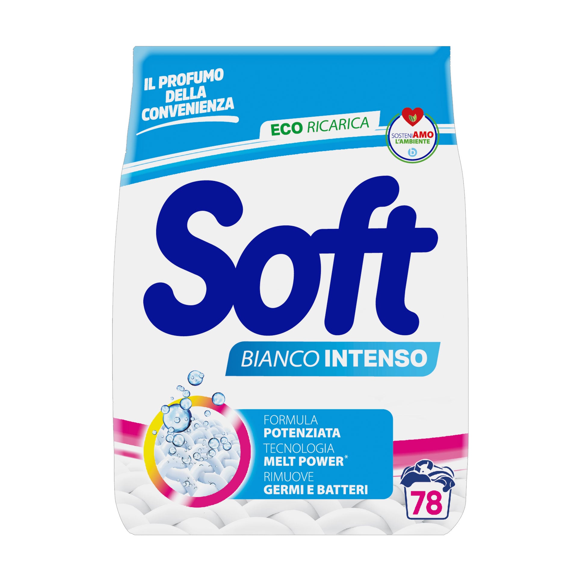 

Пральний порошок для білих речей Soft Bianco Intenso з активним киснем, 78 циклів прання, 3.9 кг