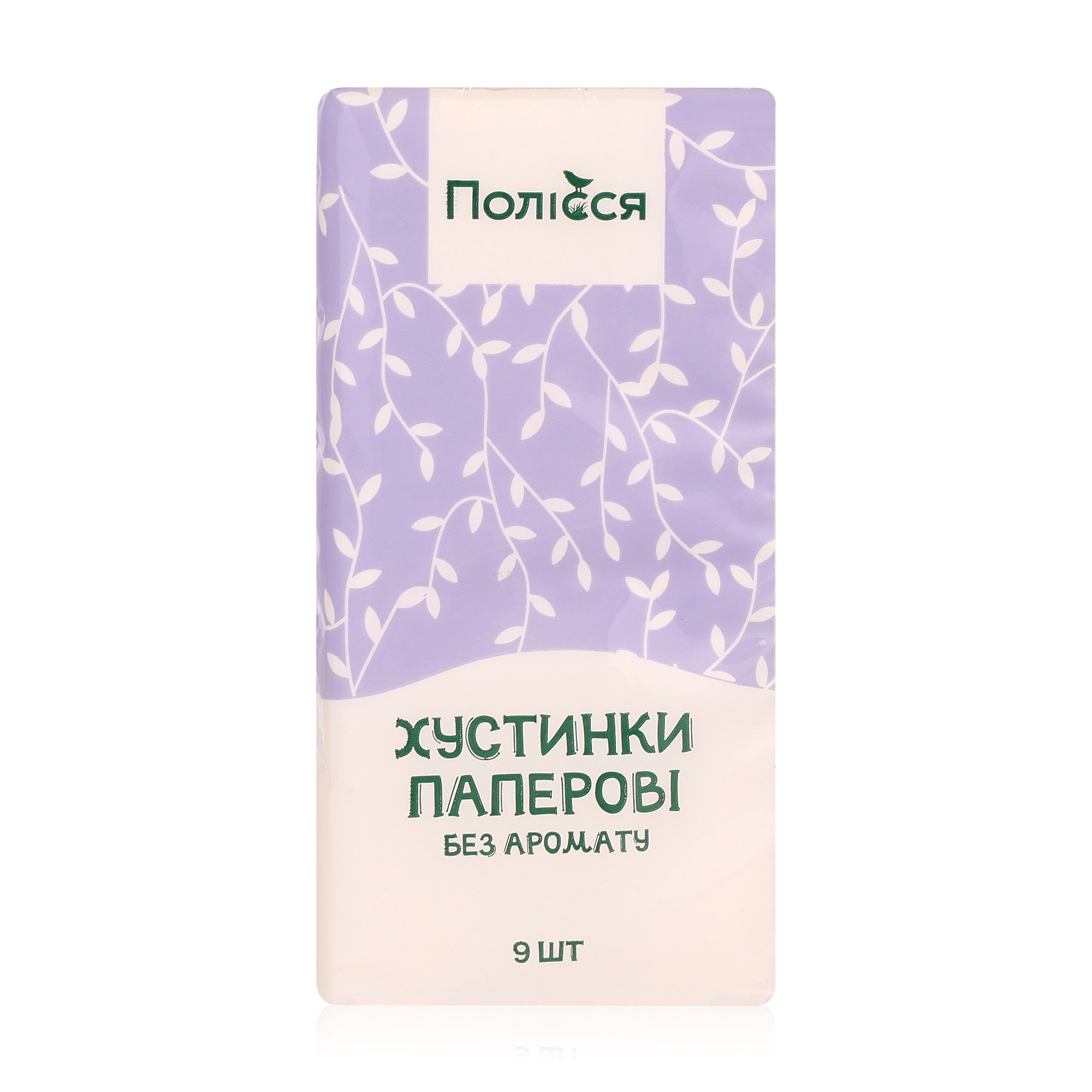 

Паперові носові хусточки Полісся без аромату, 2-шарові, 9 шт