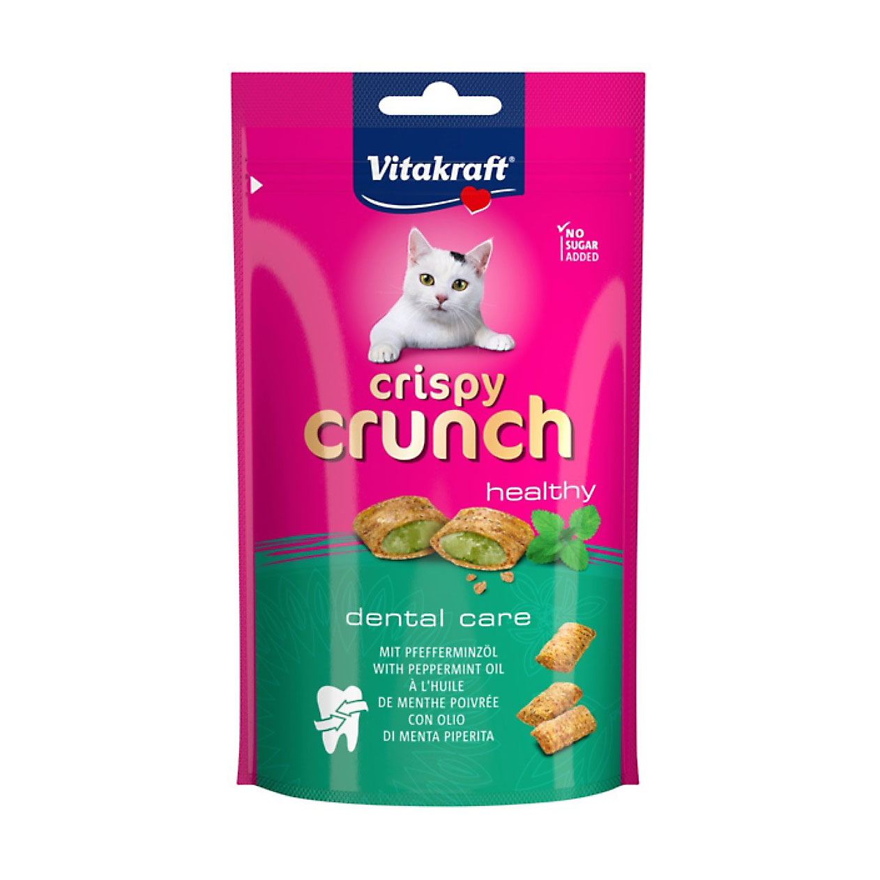 

Ласощі для кішок Vitakraft Crispy Crunch Dental Care для зубів, з м'ятою, 60 г