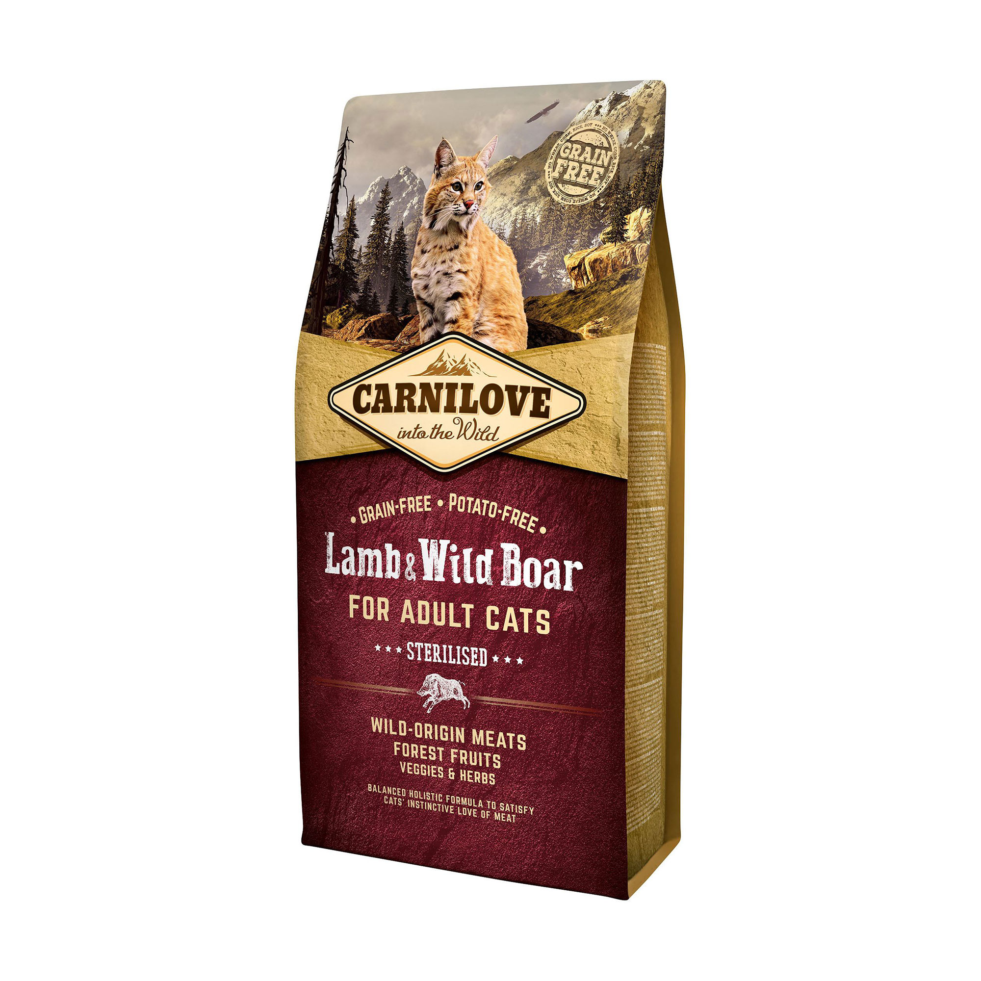 

Сухий корм для стерилізованих кішок Carnilove Cat Sterilised з ягням та кабаном, 6 кг