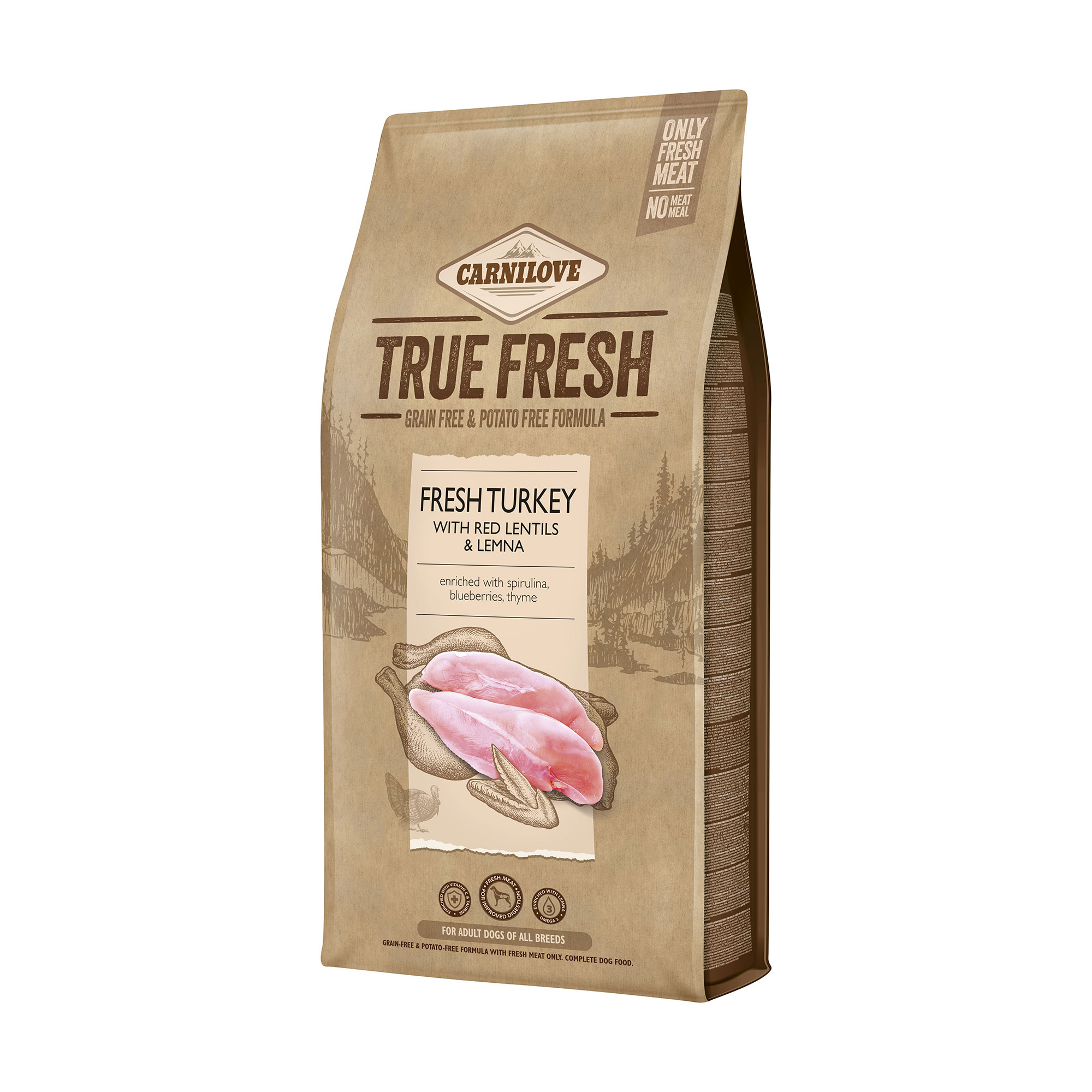 

Сухий корм для дорослих собак всіх порід Carnilove True Fresh з індичкою, 11.4 кг