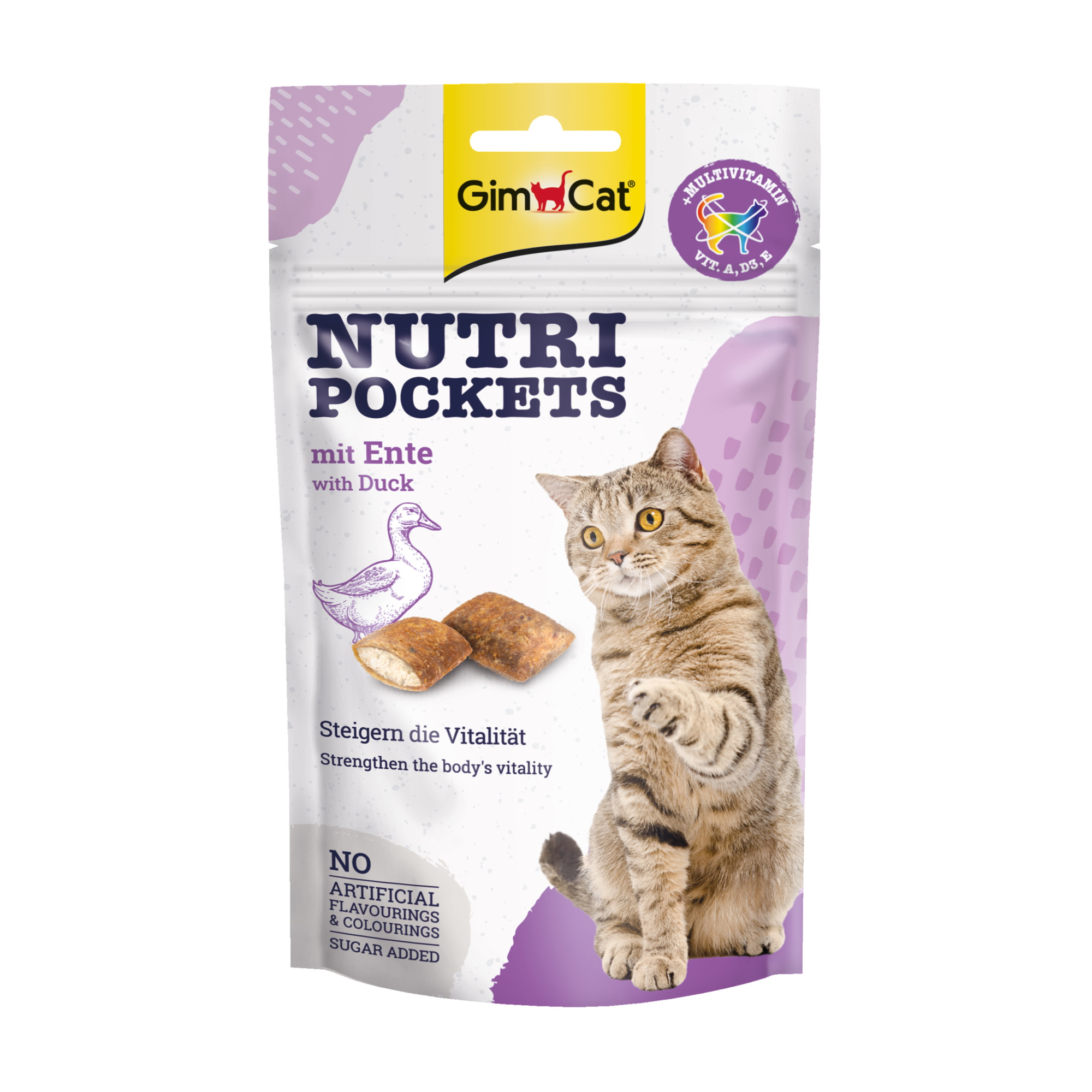 

Ласощі для кішок GimCat Nutri Pockets Качка + мультивітамін, 60 г