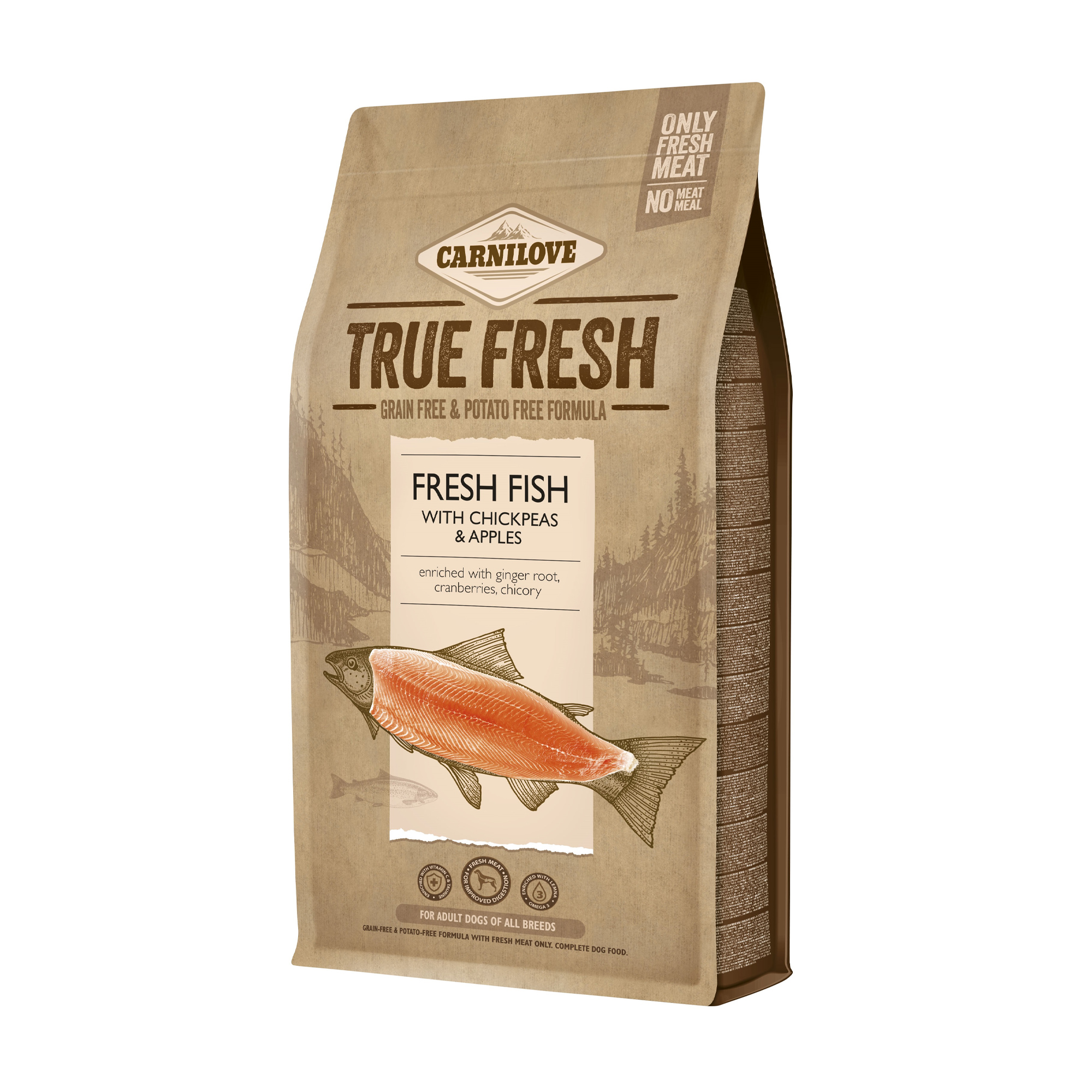 

Сухий корм для дорослих собак всіх порід Carnilove True Fresh з рибою, 1.4 кг