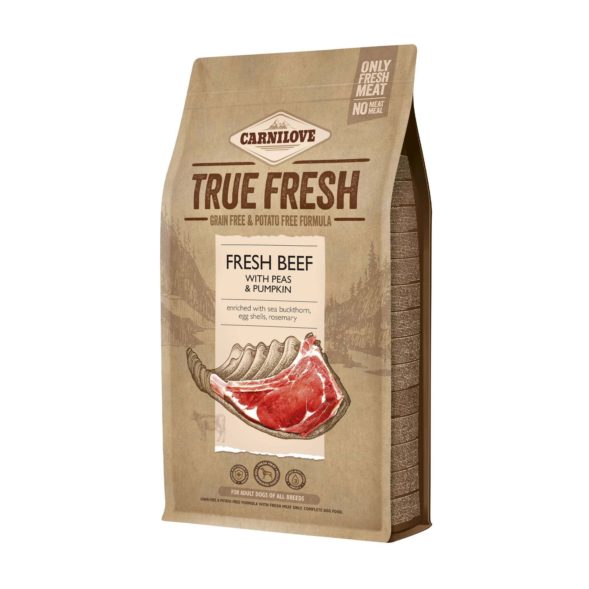 

Уцінка! Сухий корм для дорослих собак всіх порід Carnilove True Fresh з яловичиною, 1.4 кг