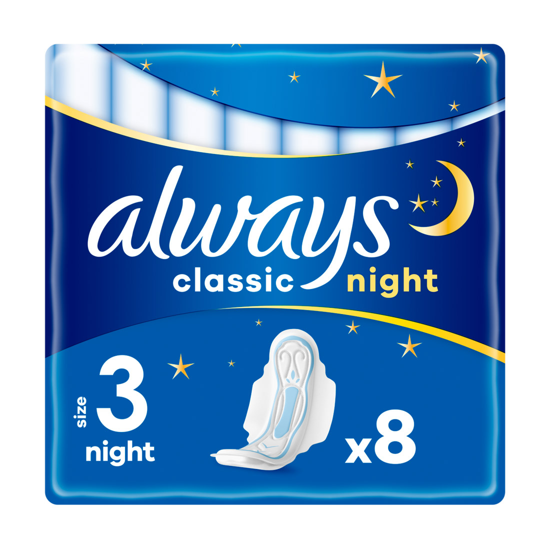 

Уцінка! Гігієнічні прокладки Always Classic Night Clean Feel Protection, розмір 3, 8 шт