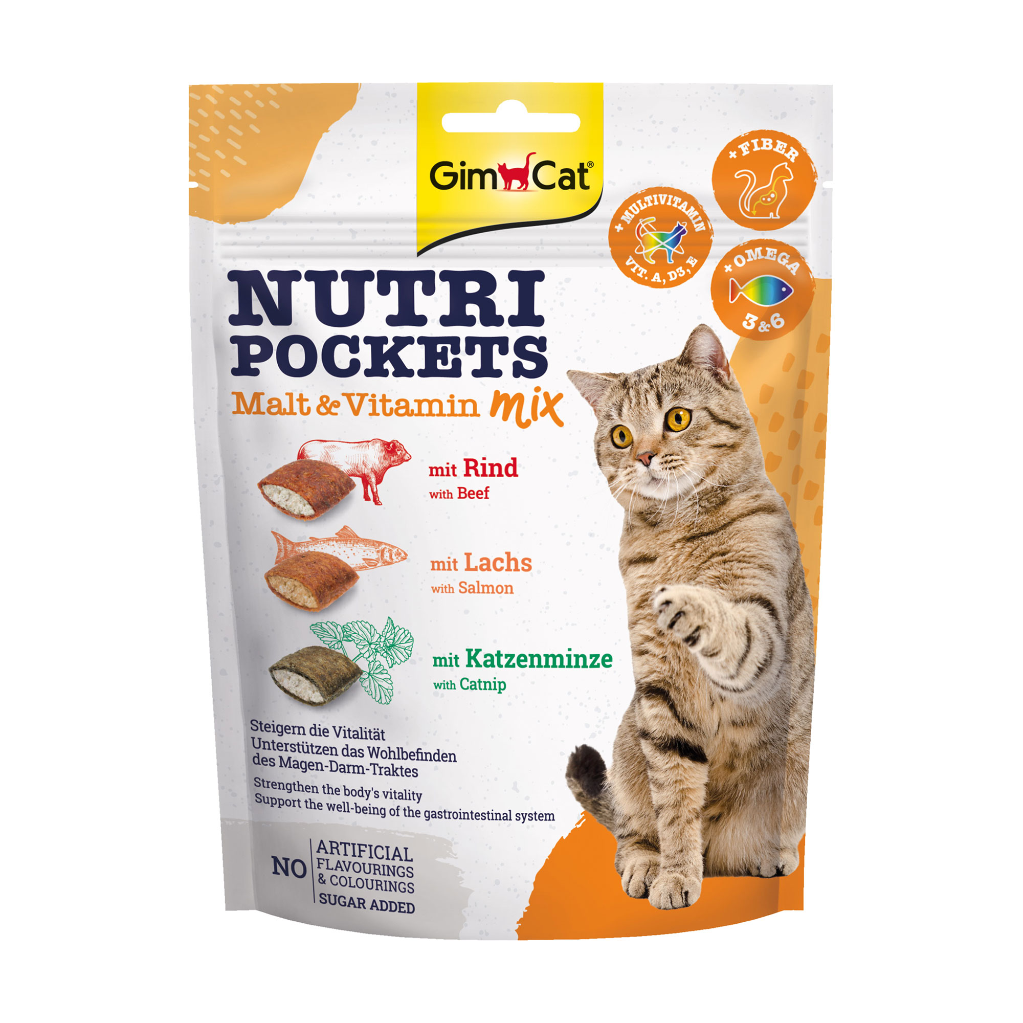 

Ласощі для кішок GimCat Nutri Pockets Malt & Vitamin Mix Мультивітамінний мікс, 150 г