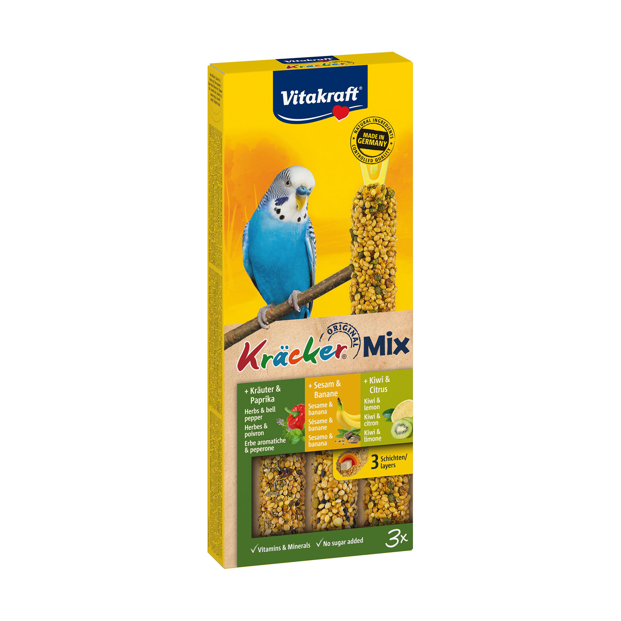 

Ласощі для декоративних папуг Vitakraft Kracker Mix з інжиром, ківі та бананом, 3 шт