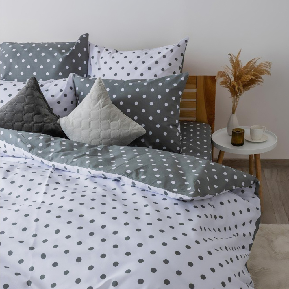 

Комплект постільної білизни ТЕП Happy Sleep Grey Dots двоспальний (підковдра, 180*215 см + простирадло, 220*215 см + 2 наволочки, 50*70 см)