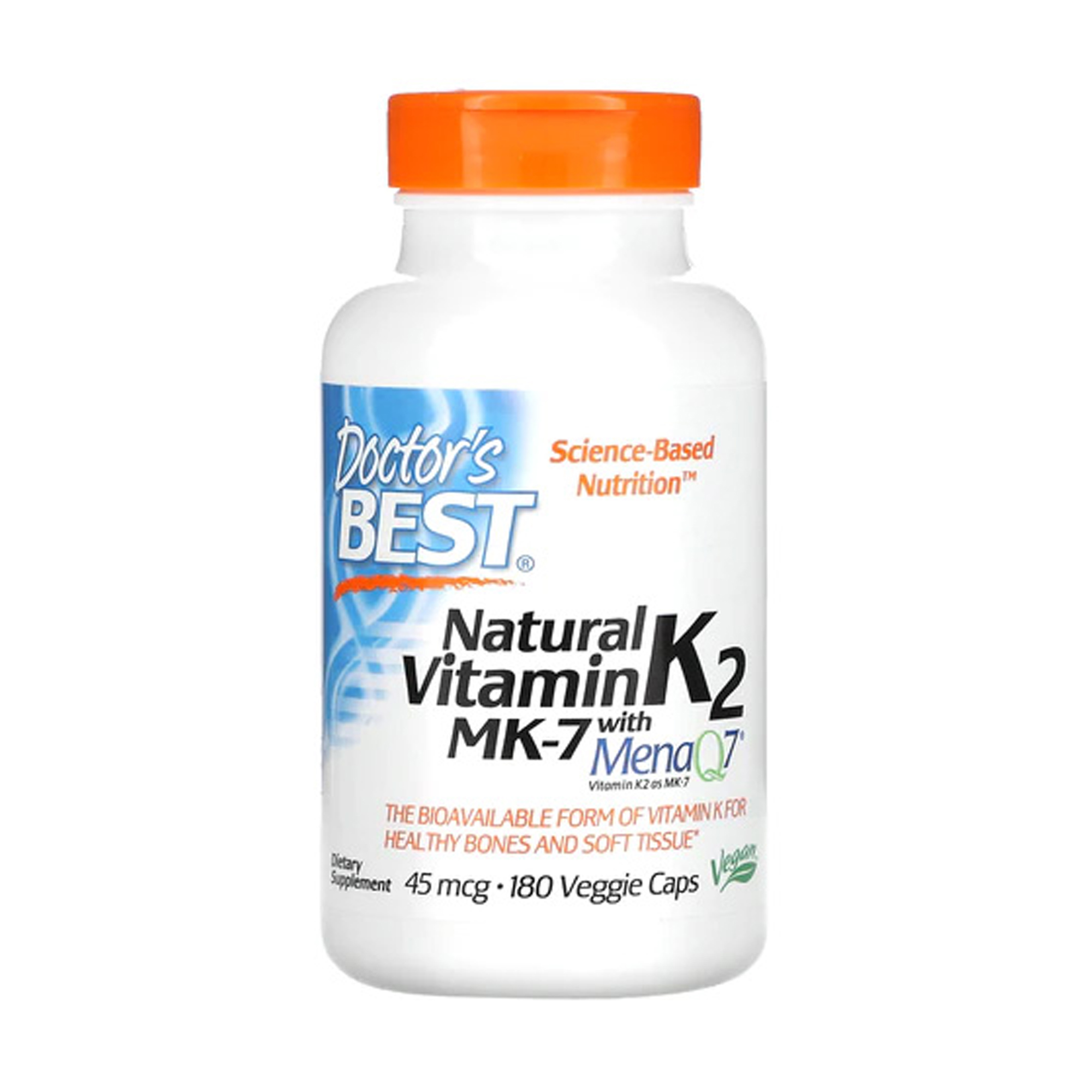

Вітамін K2 MK7 Doctor's Best Natural Vitamin K2 MK7, 45 мкг, 180 веганських капсул