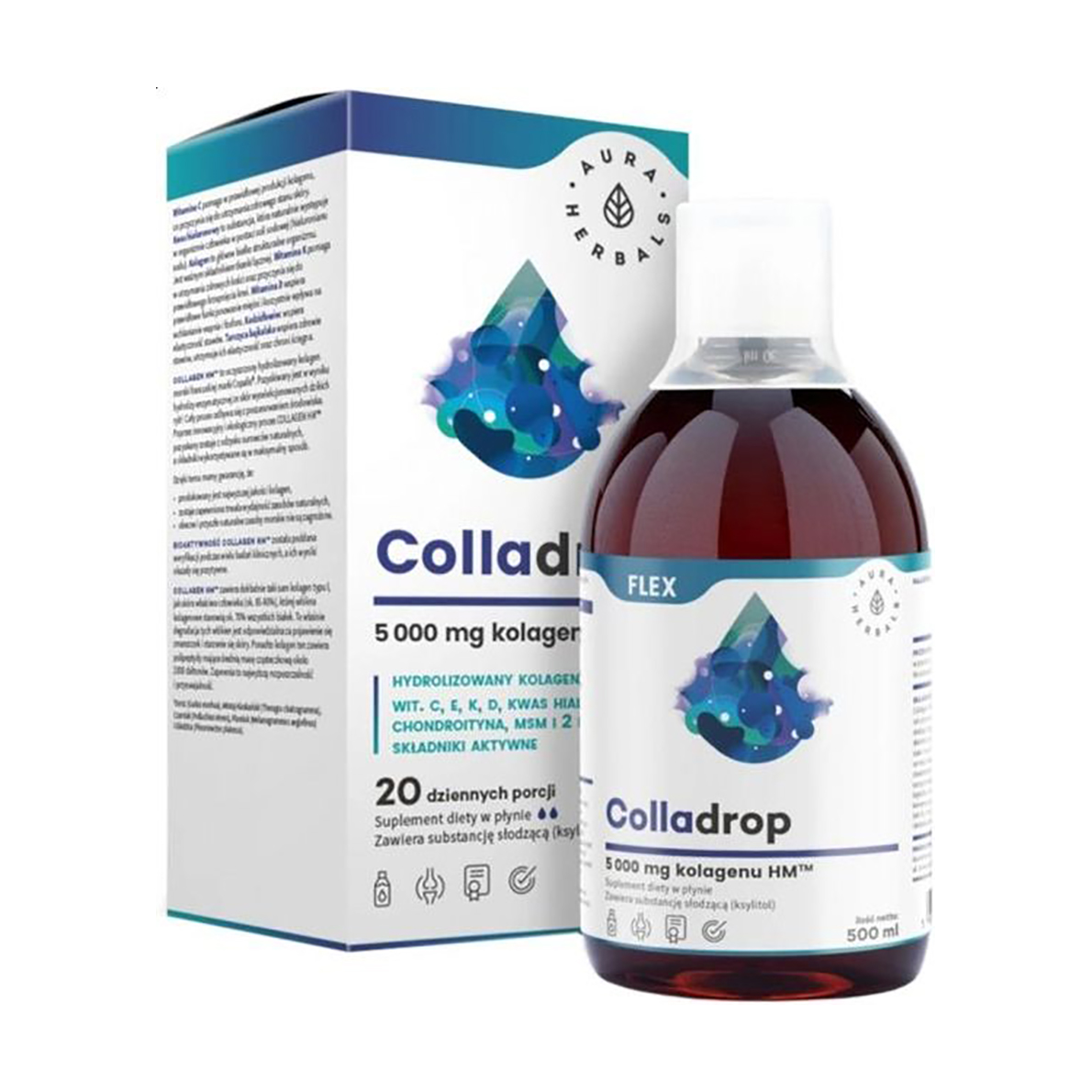 

Морський колаген Aura Herbals Colladrop Flex Marine Collagen 5000 мг, в рідині, 500 мл