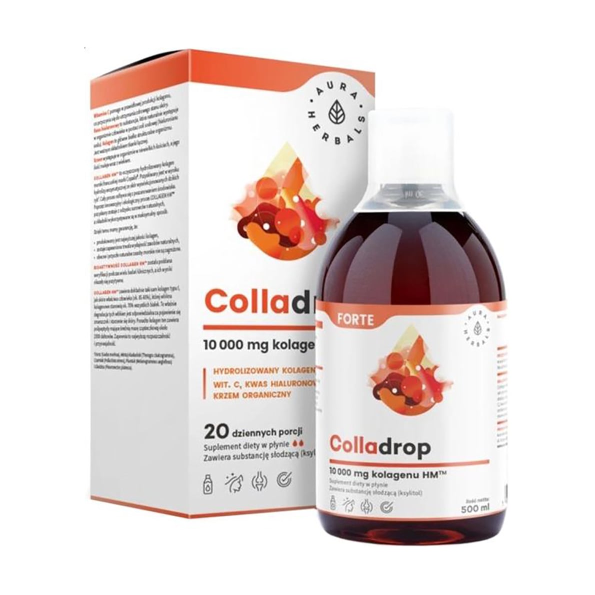 

Морський колаген Aura Herbals Colladrop Forte Marine Collagen 10000 мг, в рідині, 500 мл