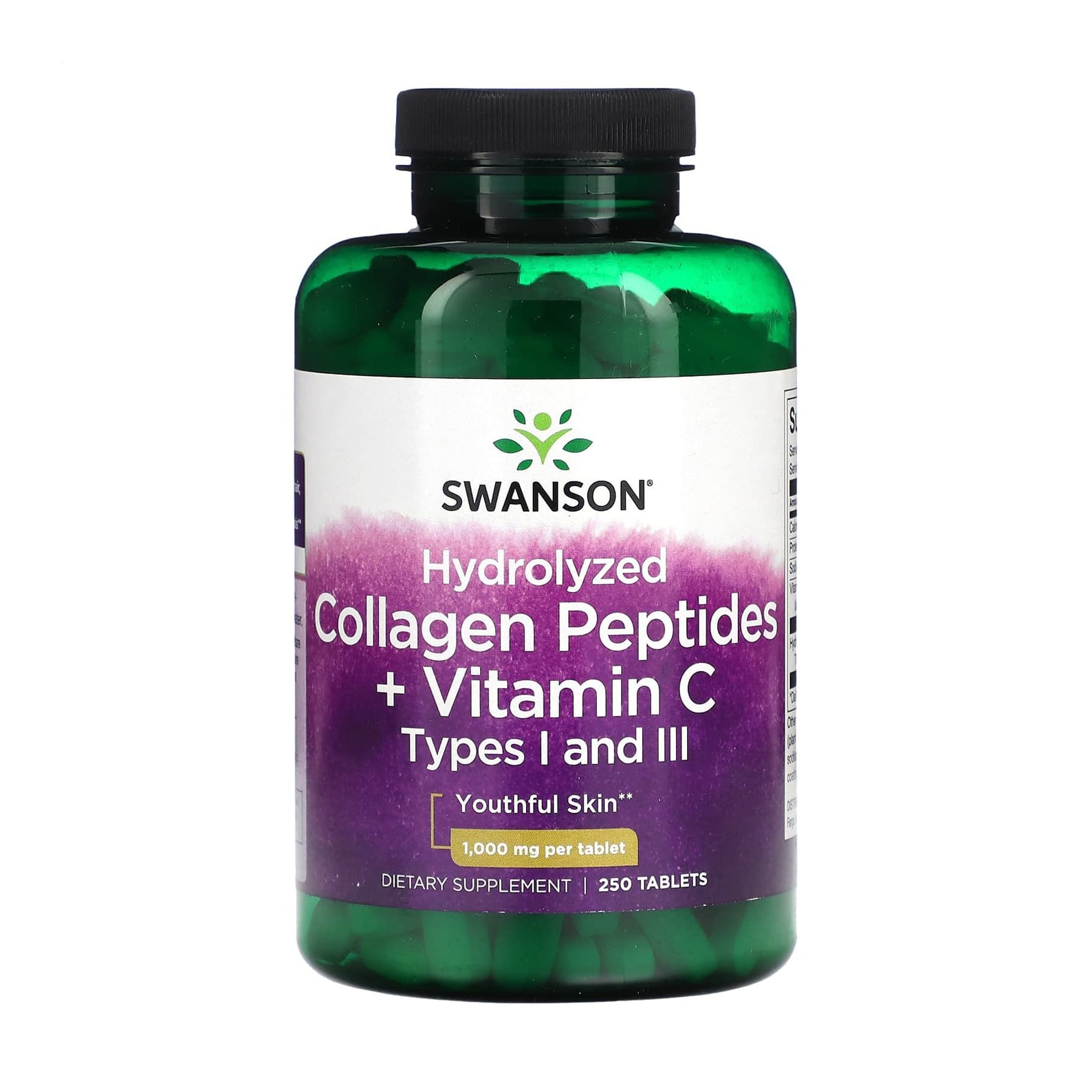 

Колаген + вітамін С Swanson Collagen Peptides I and III + Vitamin C, 1000 мг, 250 таблеток