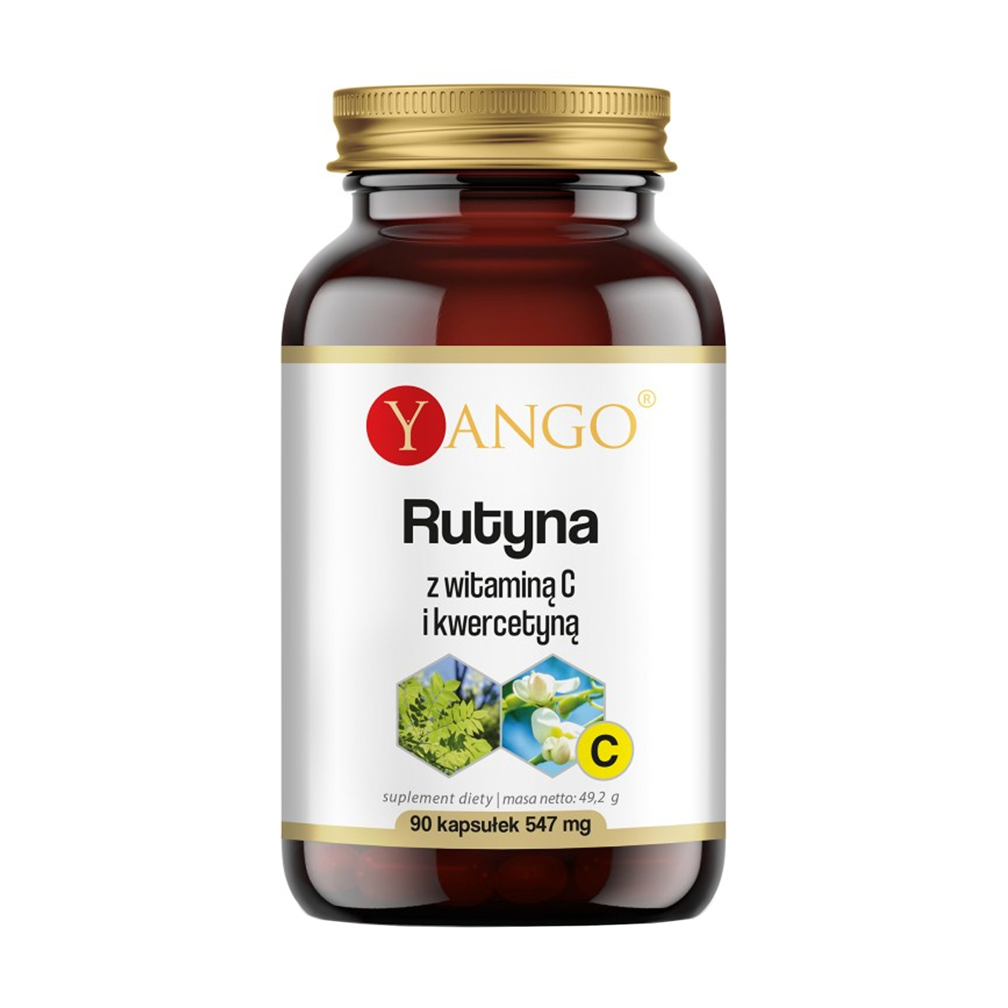 

Уцінка! Вітамін C Yango Rutin With Vitamin C + Quercetin Рутин з кверцетином, 547 мг, 90 капсул