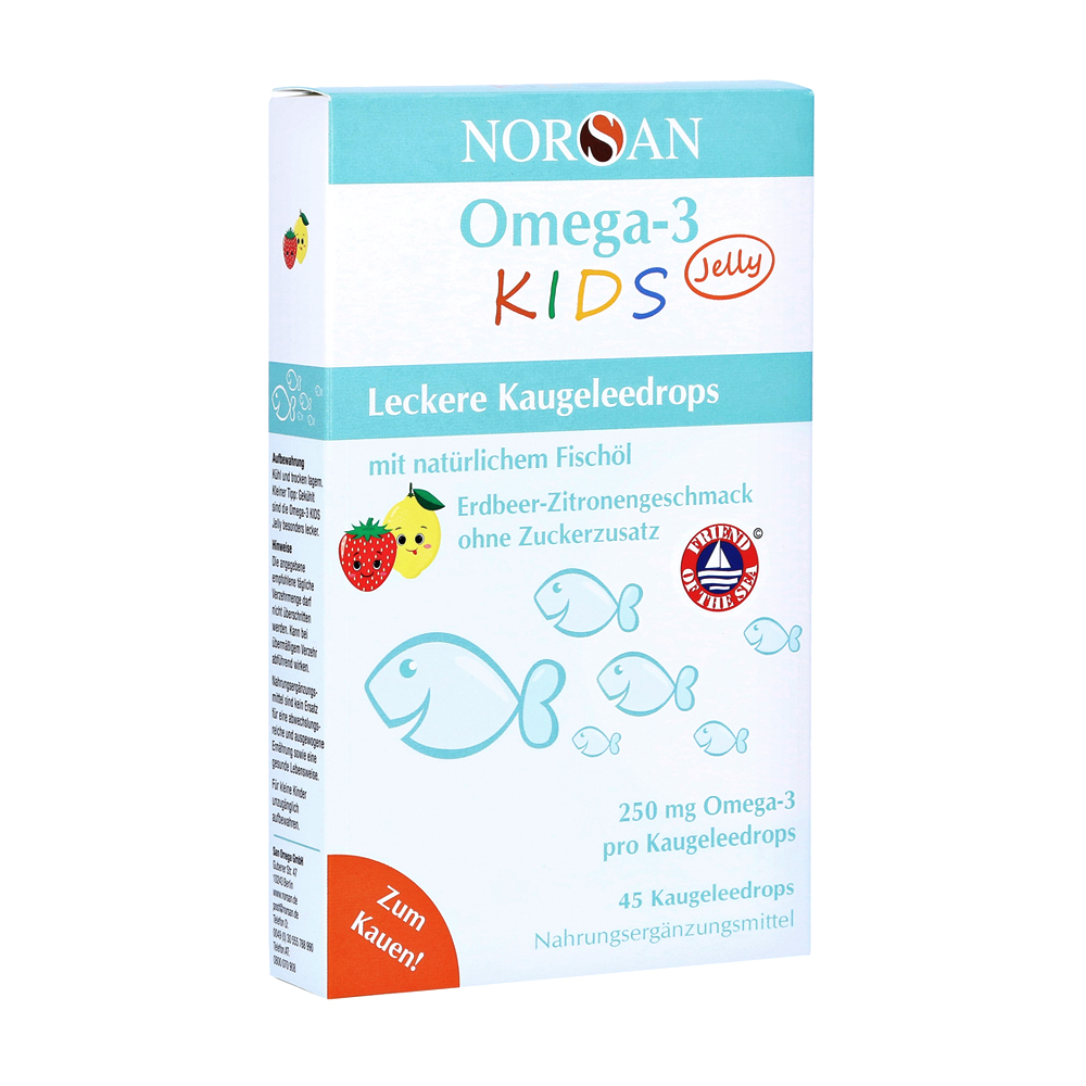 

Дитячий Омега3 Norsan Omega-3 Kids Jelly зі смаком полуниці та лимону, 250 мг, в желе, 45 шт