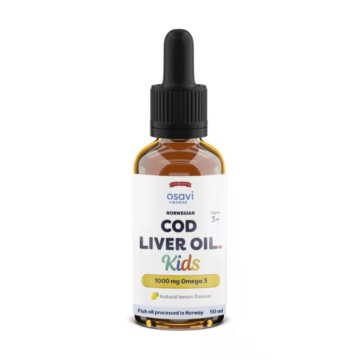 

Уцінка! Дитяча олія печінки норвезької тріски Osavi Norwegian Cod Liver Oil Kids зі смаком лимону, 1000 мг, в рідині, 50 мл