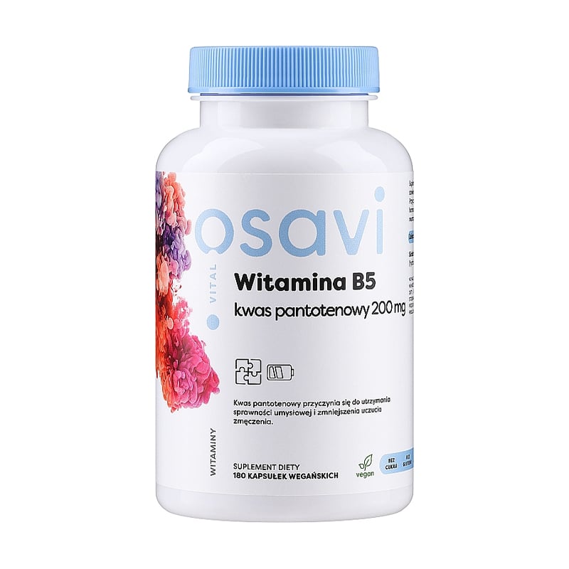

Вітамін B5 Пантотенова кислота Osavi Vital Vitamin B5 Pantothenic Acid 200 мг, 180 вегетаріанських капсул