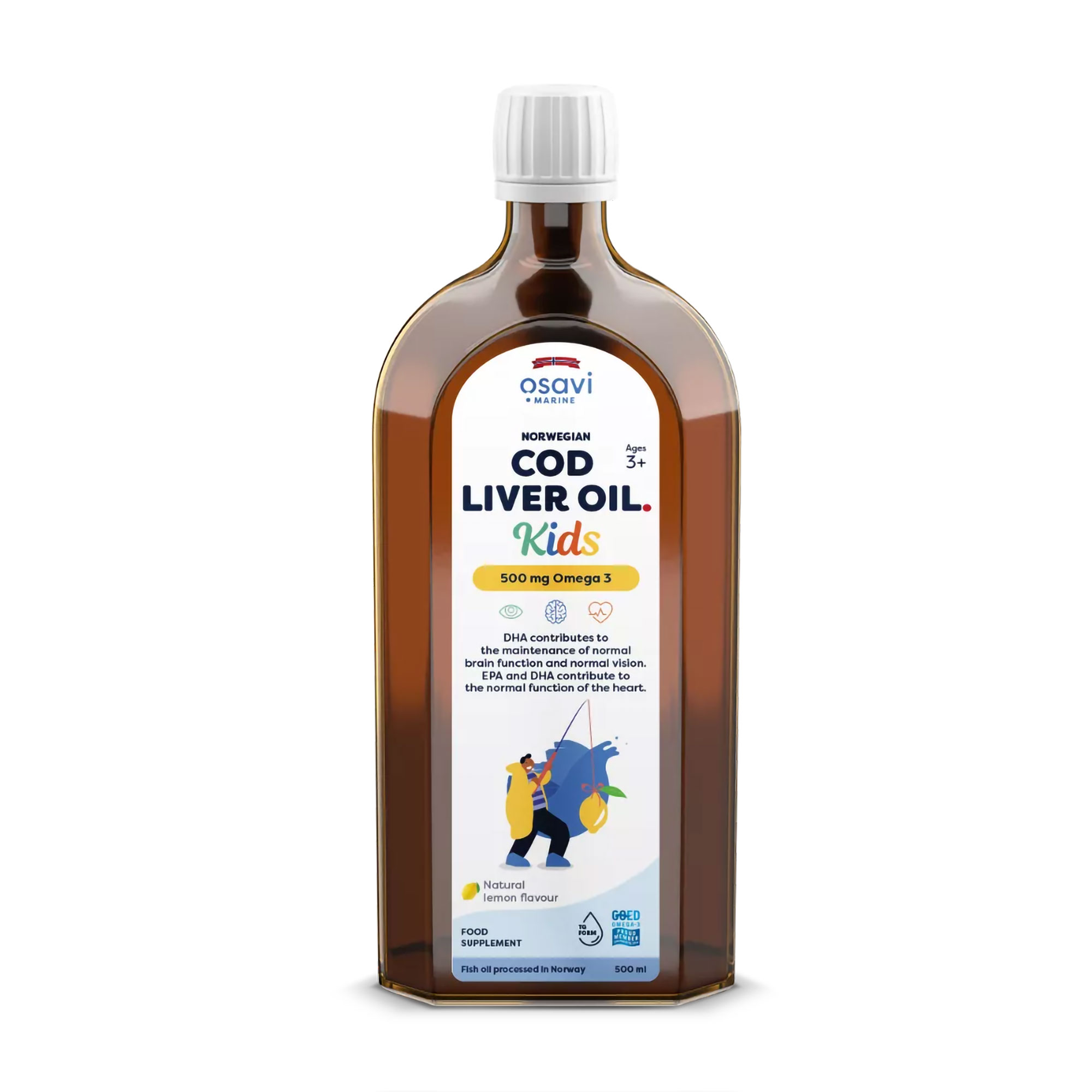 

Уцінка! Олія печінки норвезької тріски Osavi Marine Norwegian Cod Liver Oil Kids зі смаком лимону, для дітей від 3 років, в рідині, 250 мл