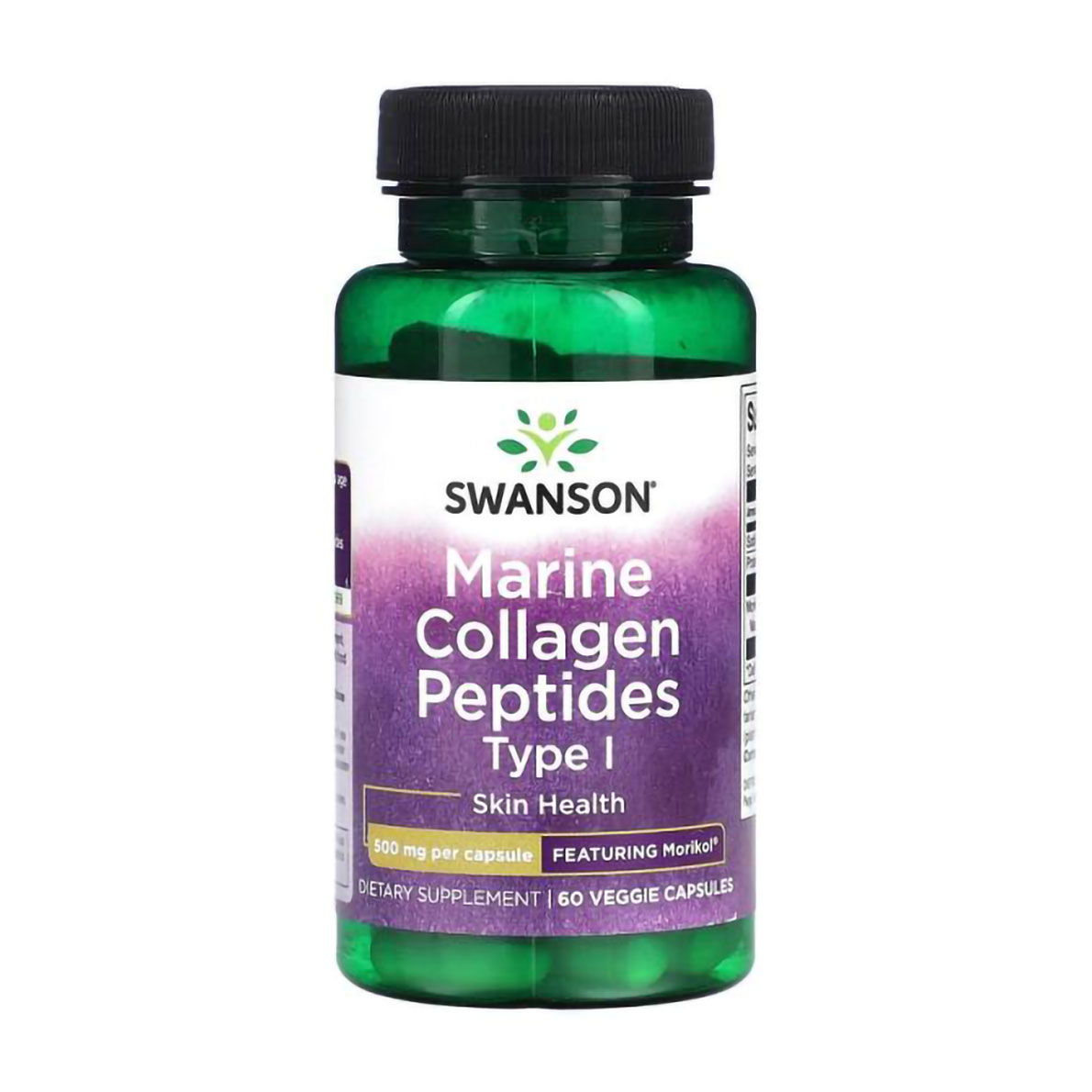 

Пептиди морського колагену типу I Swanson Marine Collagen Peptides Type I, 500 мг, 60 вегетаріанських капсул