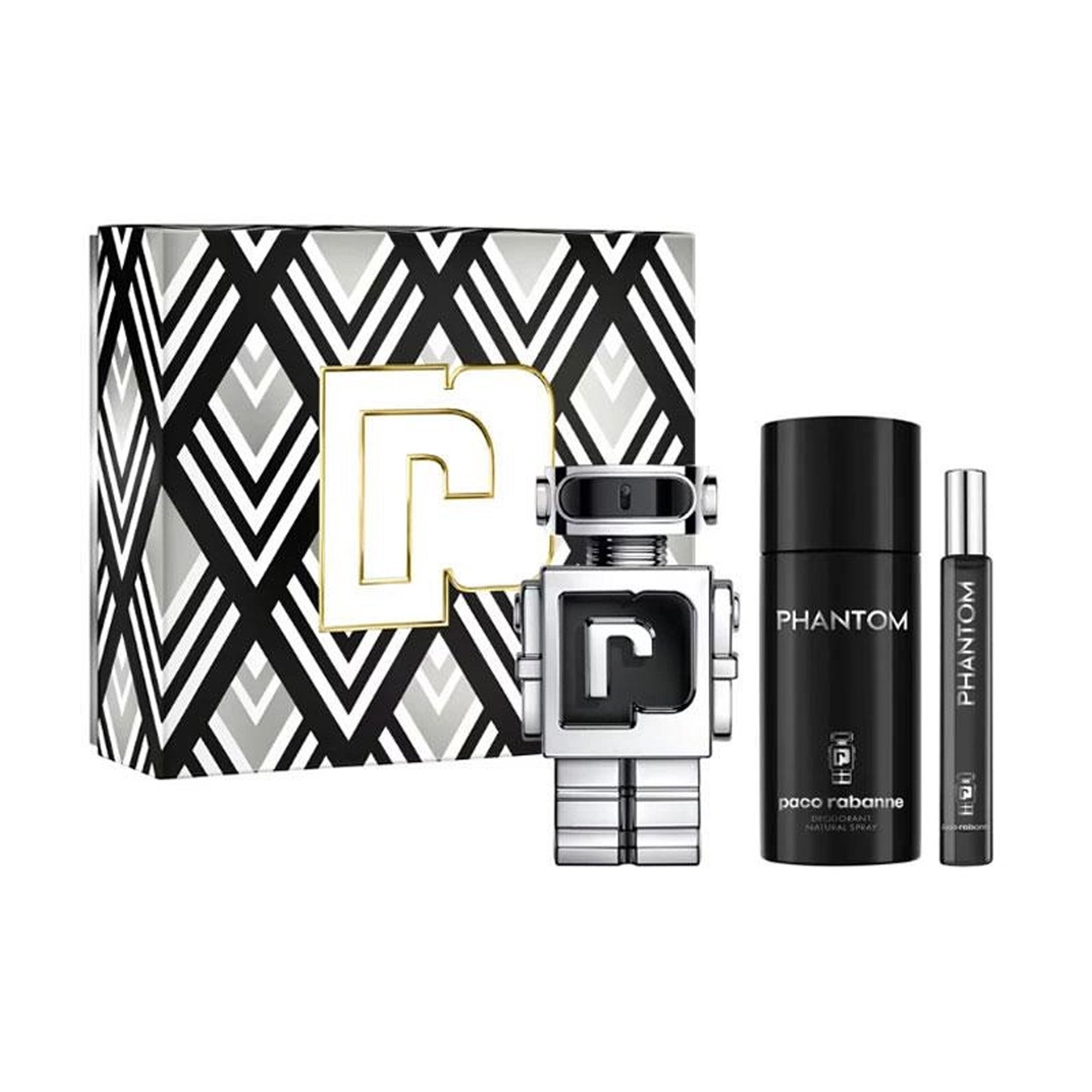 

Парфумований набір чоловічий Rabanne Phantom Giftset (туалетна вода, 100 мл + туалетна вода, 10 мл + дезодорант-спрей, 150 мл)