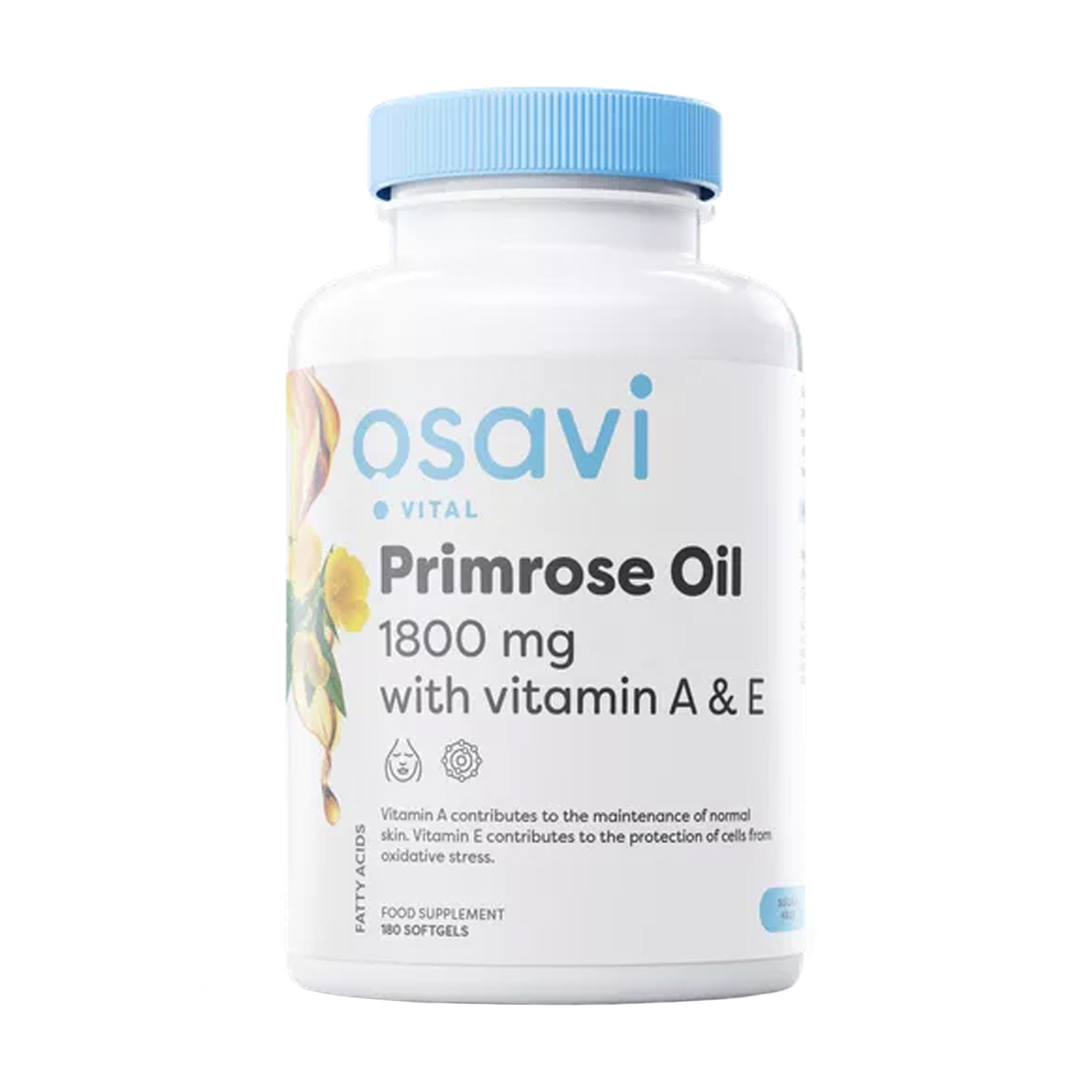 

Олія вечірньої примули Osavi Evening Primrose Oil with Vitamins A & E з вітамінами A та E, 1800 мг, 180 гелевих капсул