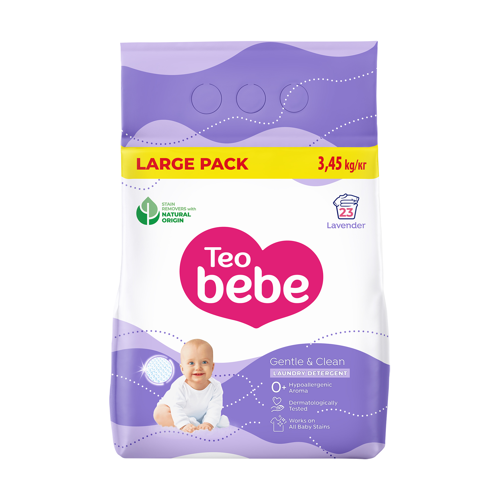 

Уцінка! Пральний порошок Teo Bebe Gentle & Clean Lavender для дитячих речей, 23 цикли прання, 3.45 кг