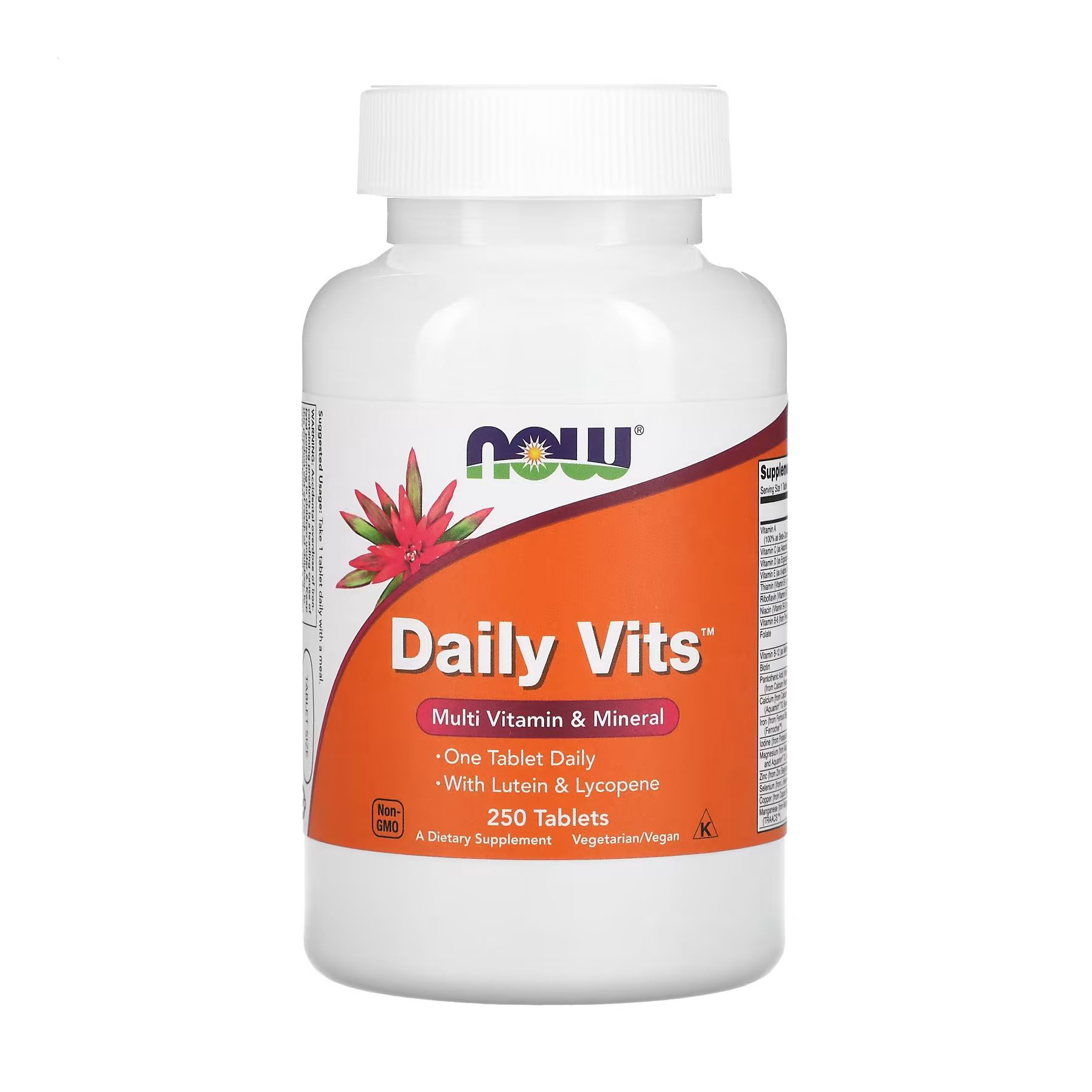 

Вітамінно-мінеральний комплекс NOW Foods Daily Vits With Lutein & Lycopene з лютеїном та лікопіном, 250 вегетаріанських таблеток