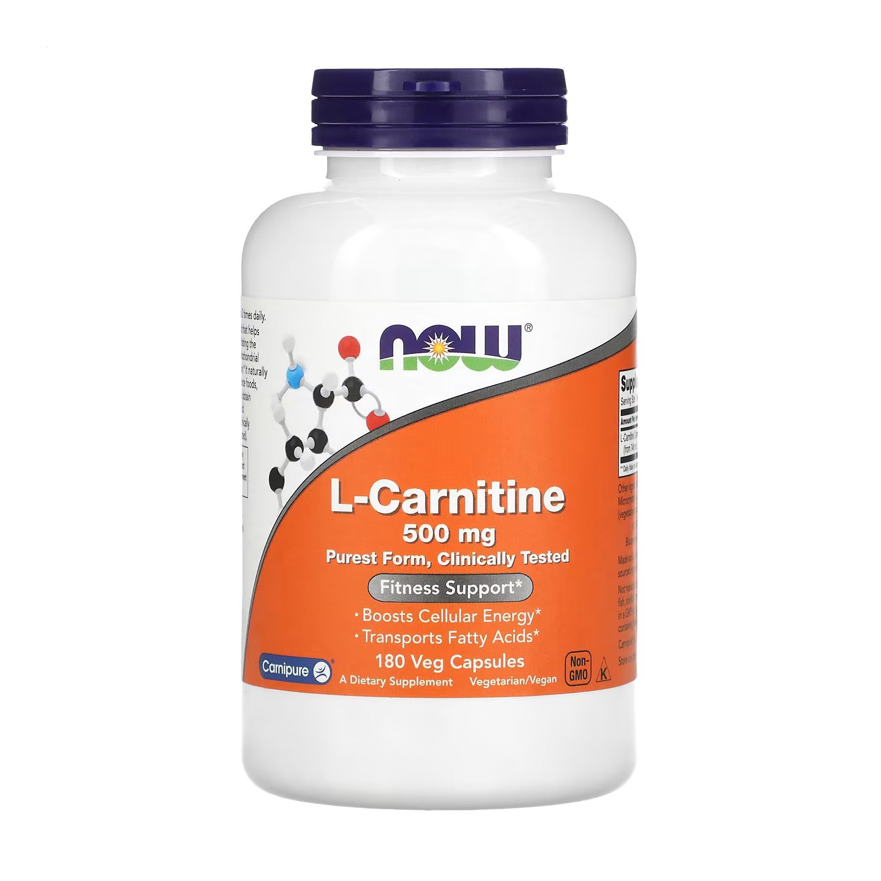 

L-Карнітин NOW foods L-Carnitine 500 мг, 180 капсул