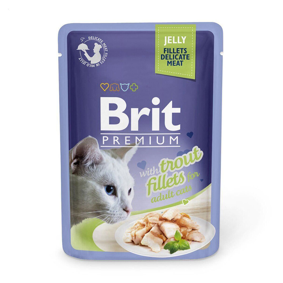 

Вологий корм для кішок Brit Premium Cat Pouch з філе форелі в желе, 85 г