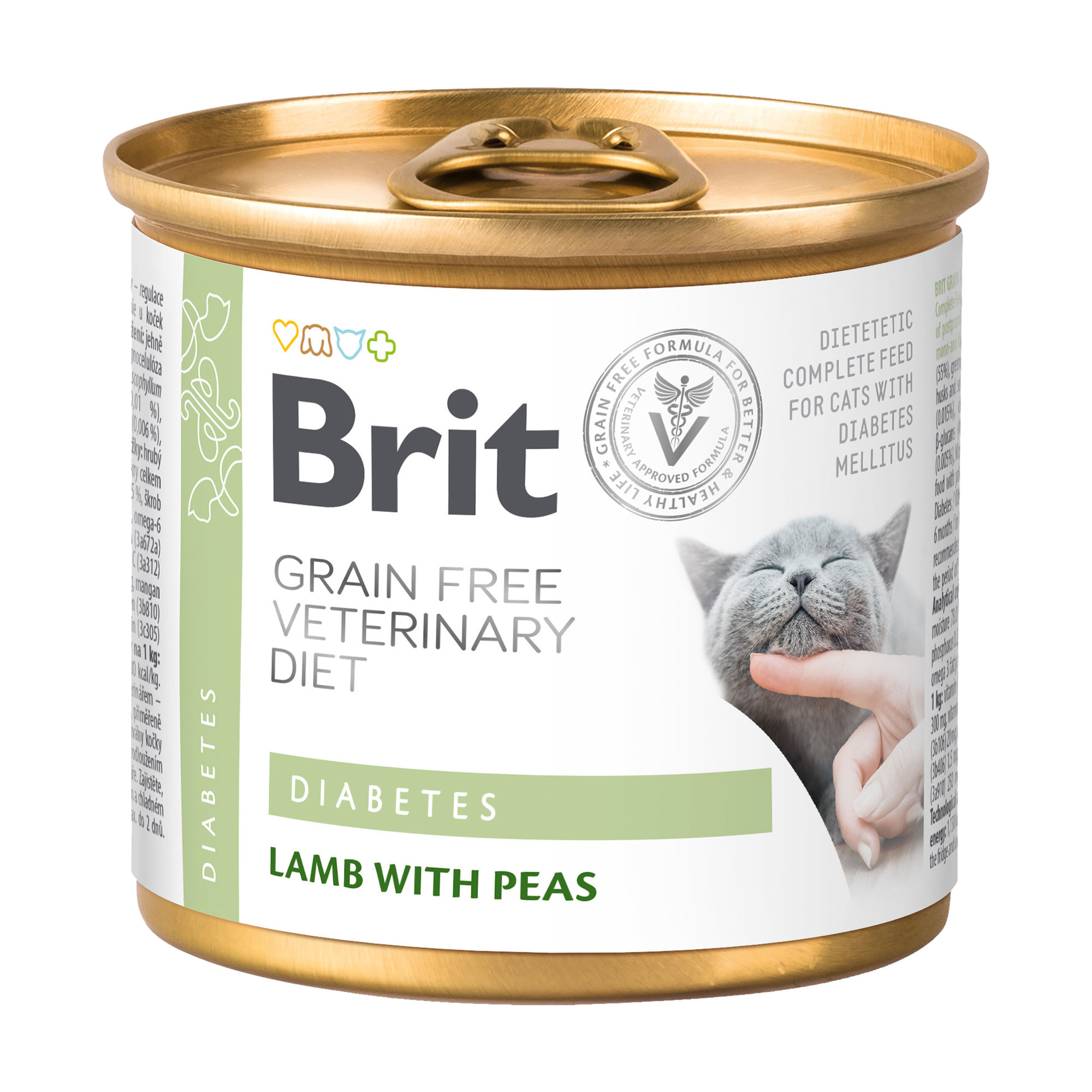 

Вологий корм для кішок Brit Veterinary Diet Diabetes при захворюванні на цукровий діабет, з ягням та горошком, 200 г