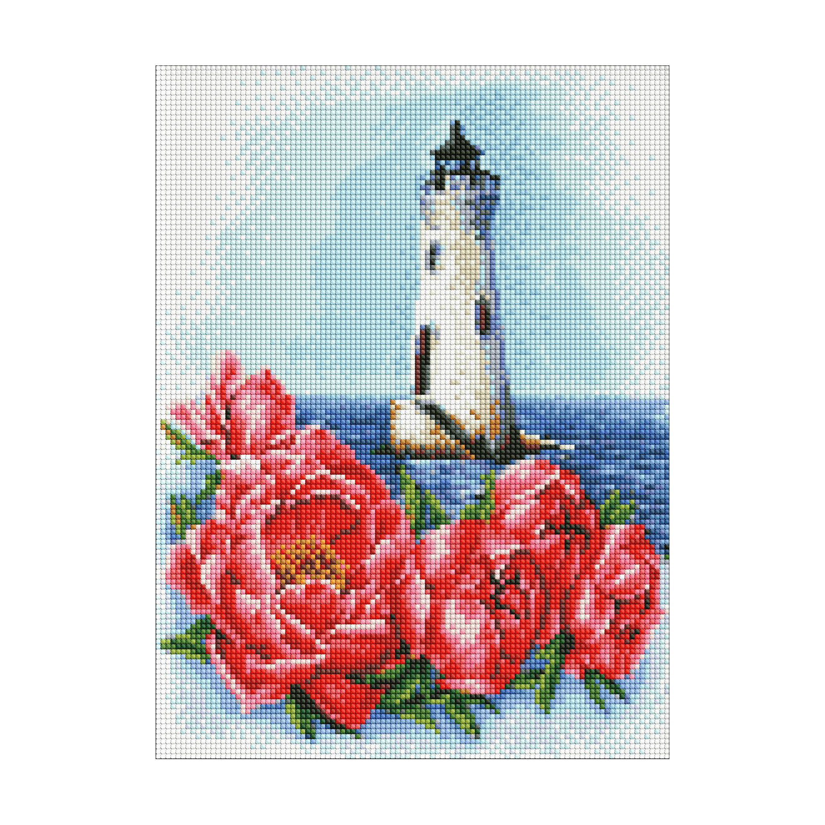 

Алмазна мозаїка Ideyka Маяк з півоніями, 30*40 см (AMO7552)