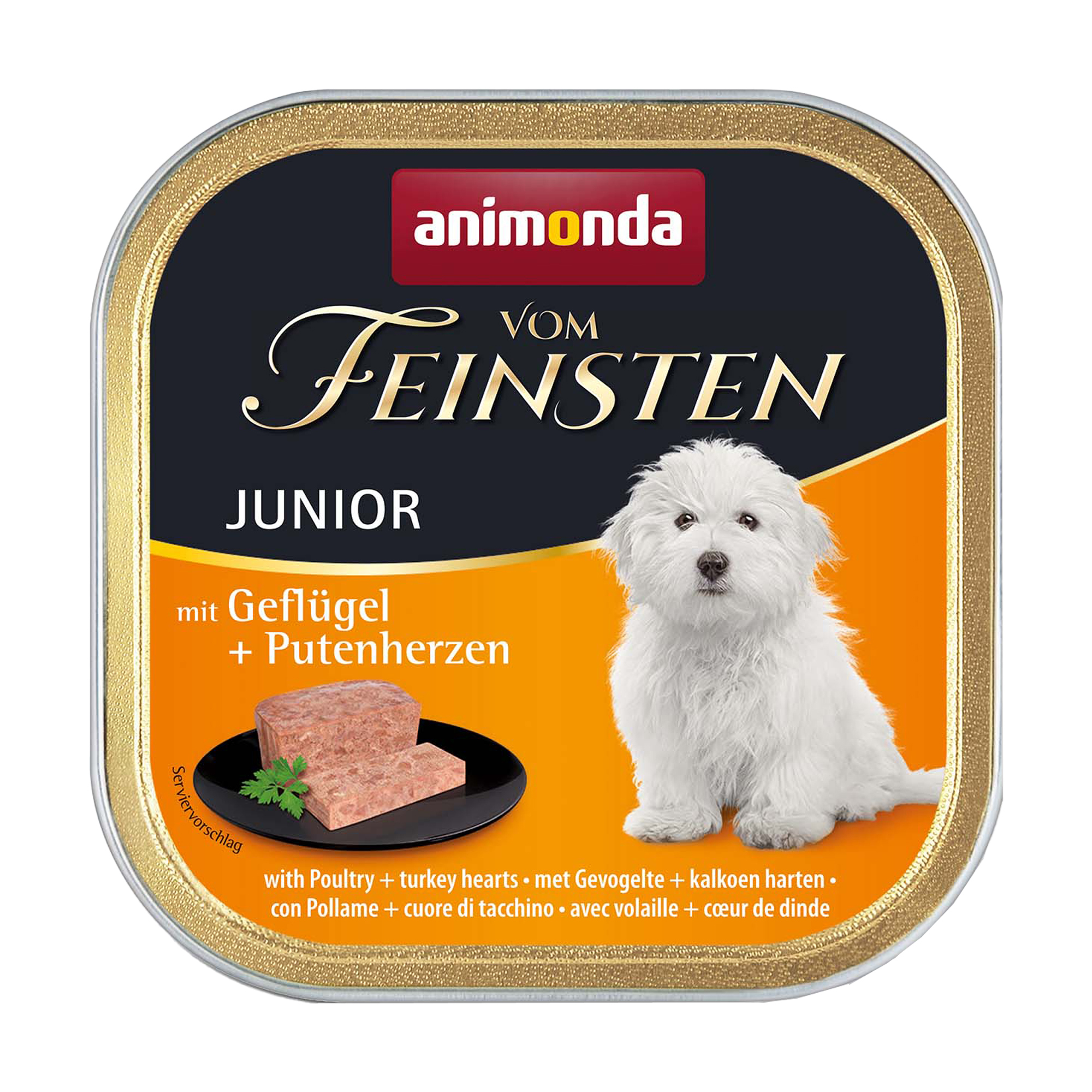 

Вологий корм для цуценят Animonda Vom Feinsten Junior з м'ясом птиці та індичими серцями, 150 г