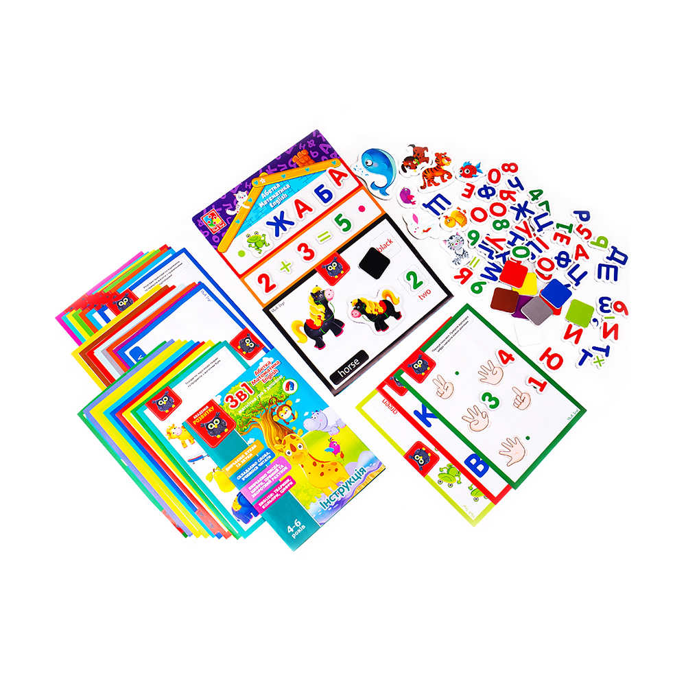 

Гра з магнітною дошкою Vladi Toys 3в1 Абетка, Математика, English, українською мовою, від 4 років (VT5412-04)