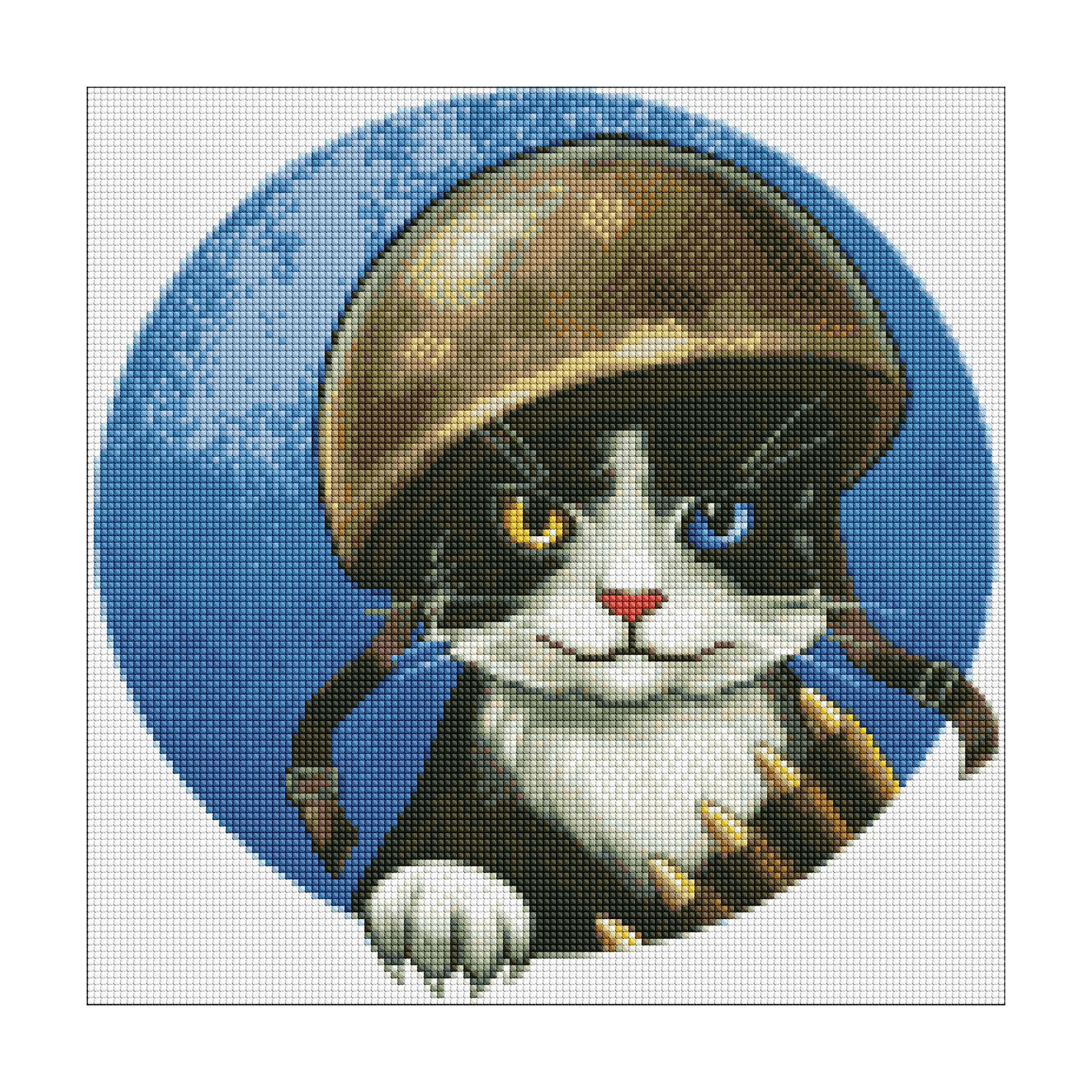 

Уцінка! Алмазна мозаїка Ideyka Войовничий котик, 40*40 см (AMO7591)