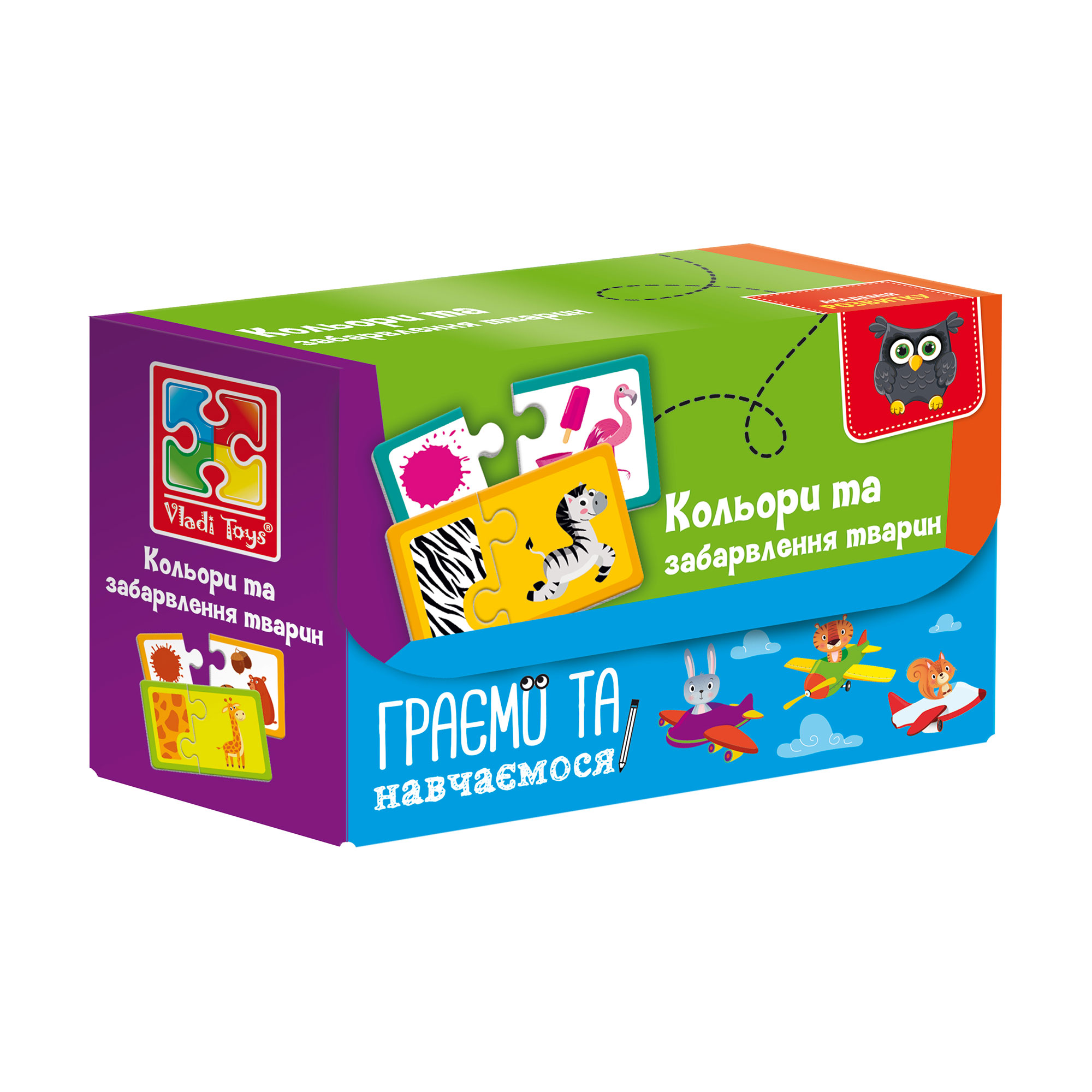 

Пазли Vladi Toys Знайди пару. Кольори та забарвлення тварин, 23 деталі, від 4 років (VT5003-02)