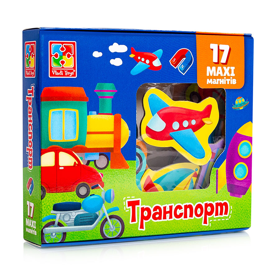 

Набір магнітів Vladi Toys Транспорт, 17 магнітів, від 3 років (VT3106-26)