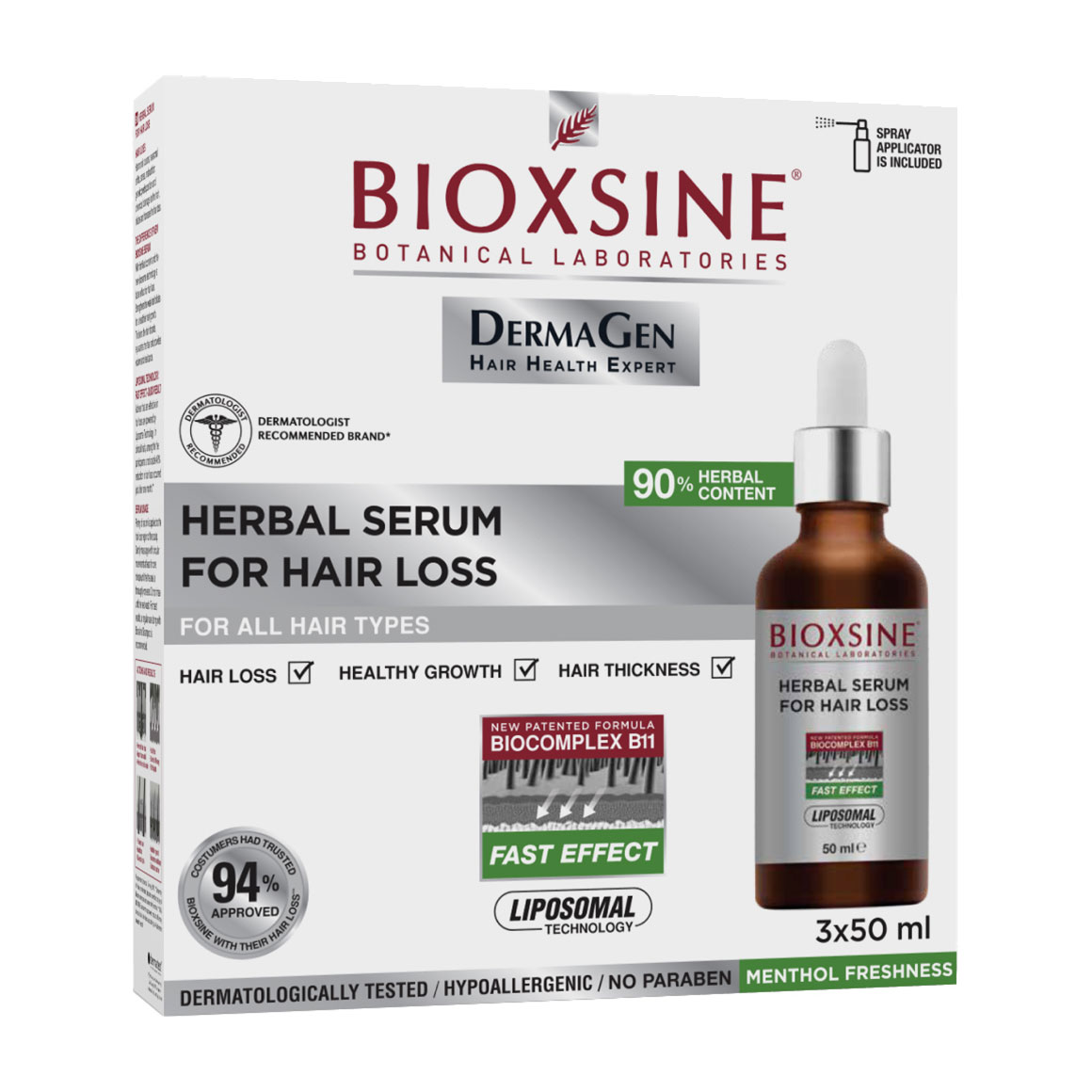 

Сироватка проти випадіння волосся Biota Bioxsine DermaGen, 3*50 мл