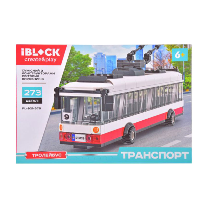 

Конструктор iBlock Create & Play Тролейбус білий, 273 деталі, від 6 років (PL-921-378)