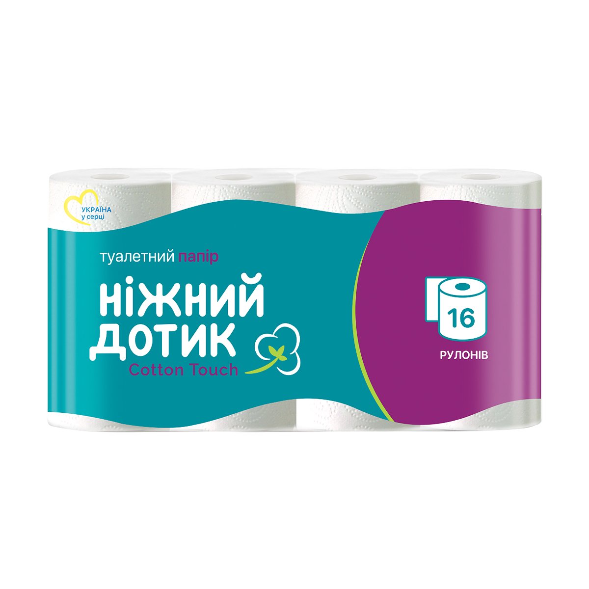 

Туалетний папір Ніжний дотик Cotton Touch 2-шаровий, 16 рулонів