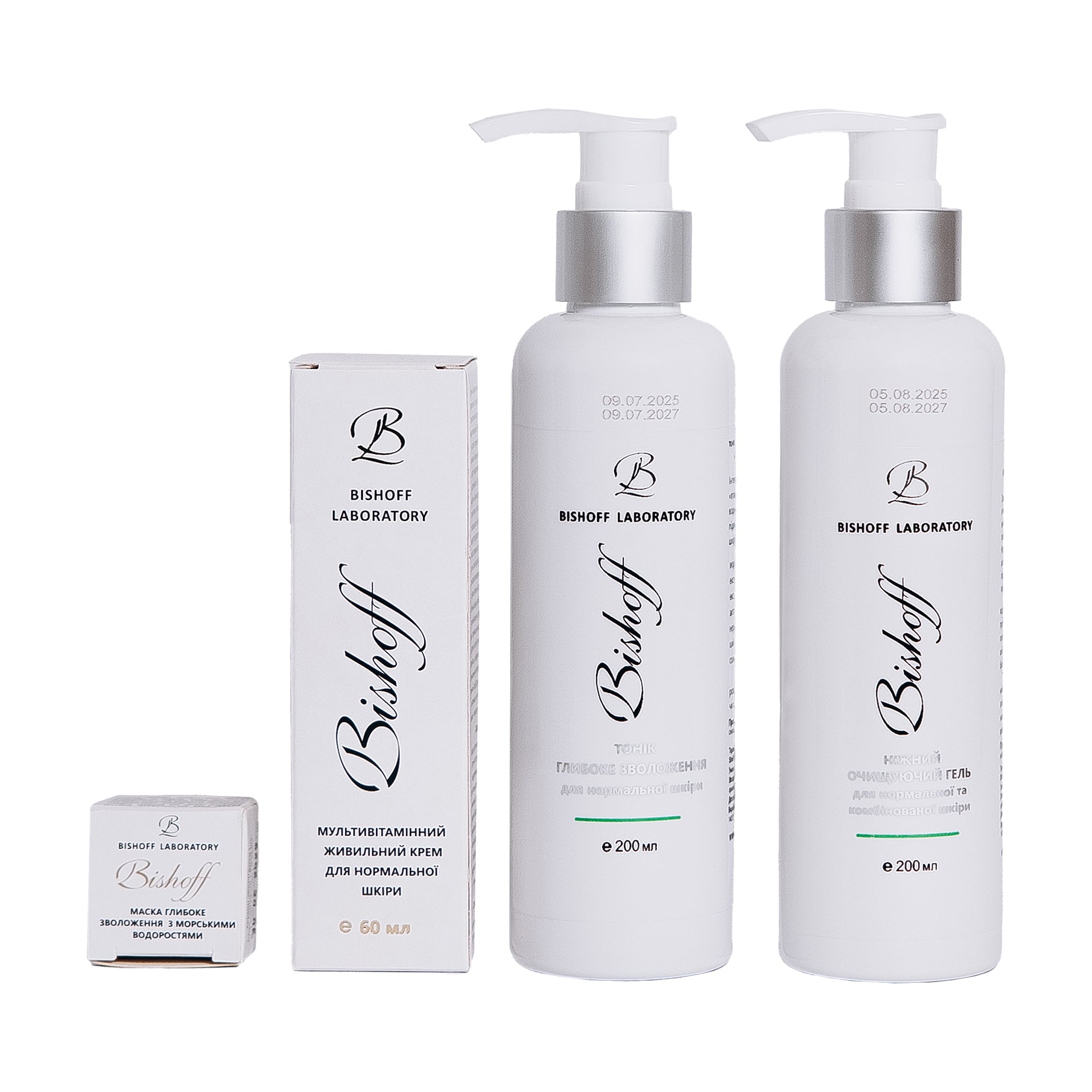 

Базовий догляд Bishoff для нормальної шкіри обличчя (гель, 200 мл + крем, 60 мл + тонік, 200 мл + маска, 2.5 мл)