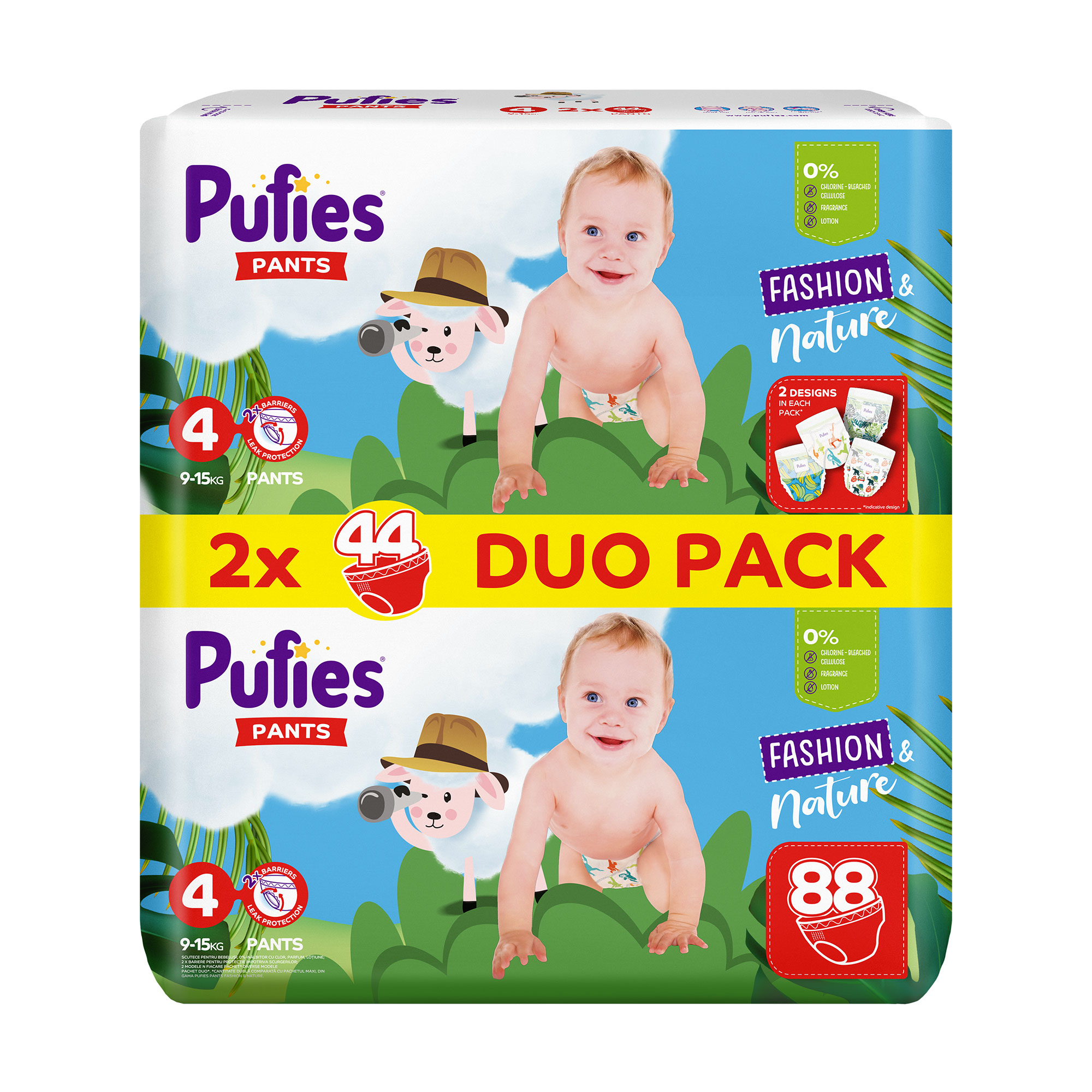 

Уцінка! Підгузки-трусики Pufies Pants Fashion & Nature Duo, розмір 4 Maxi (9-15 кг), 88 шт