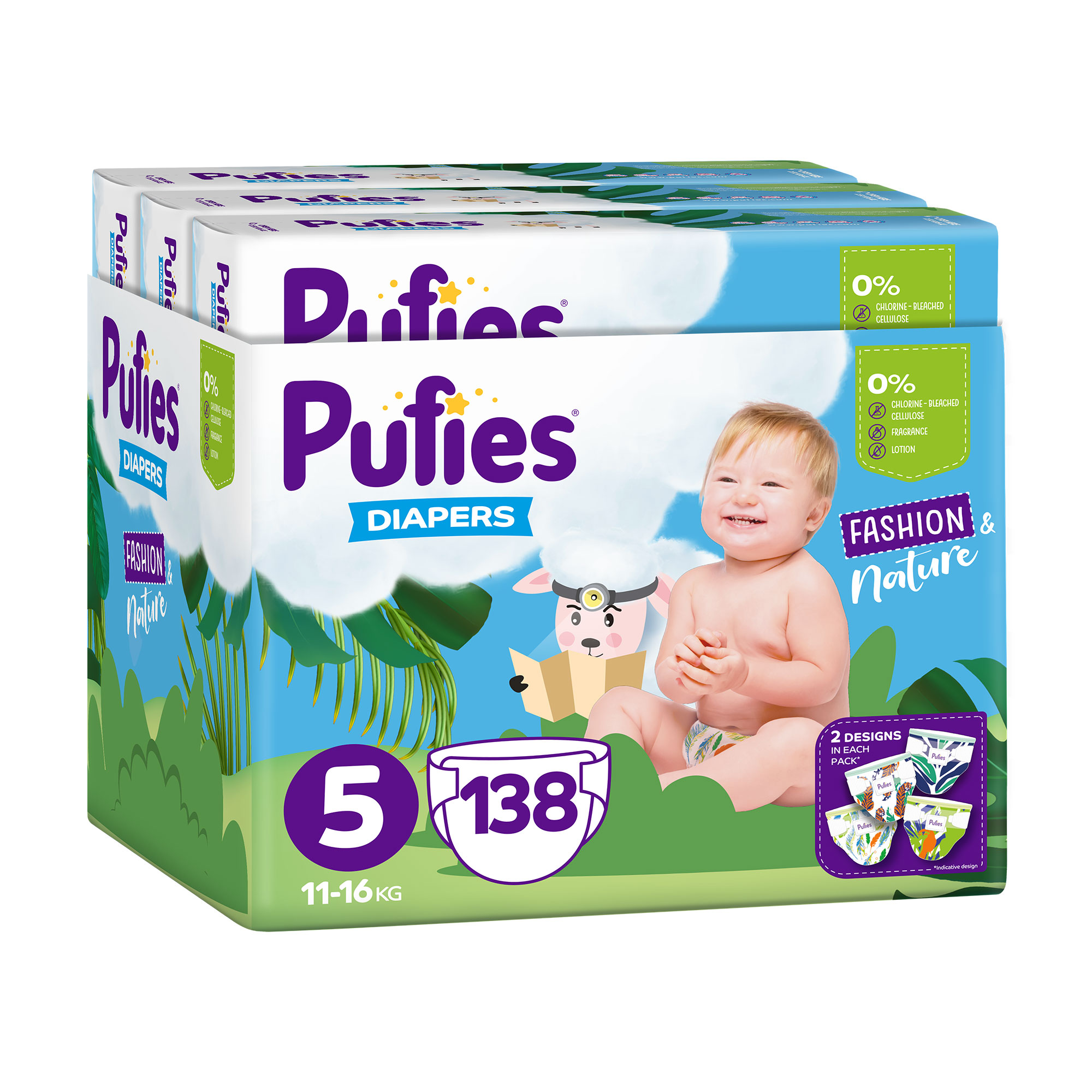 

Уцінка! Підгузки Pufies Fashion & Nature Junior розмір 5 (11-16 кг), 138 шт