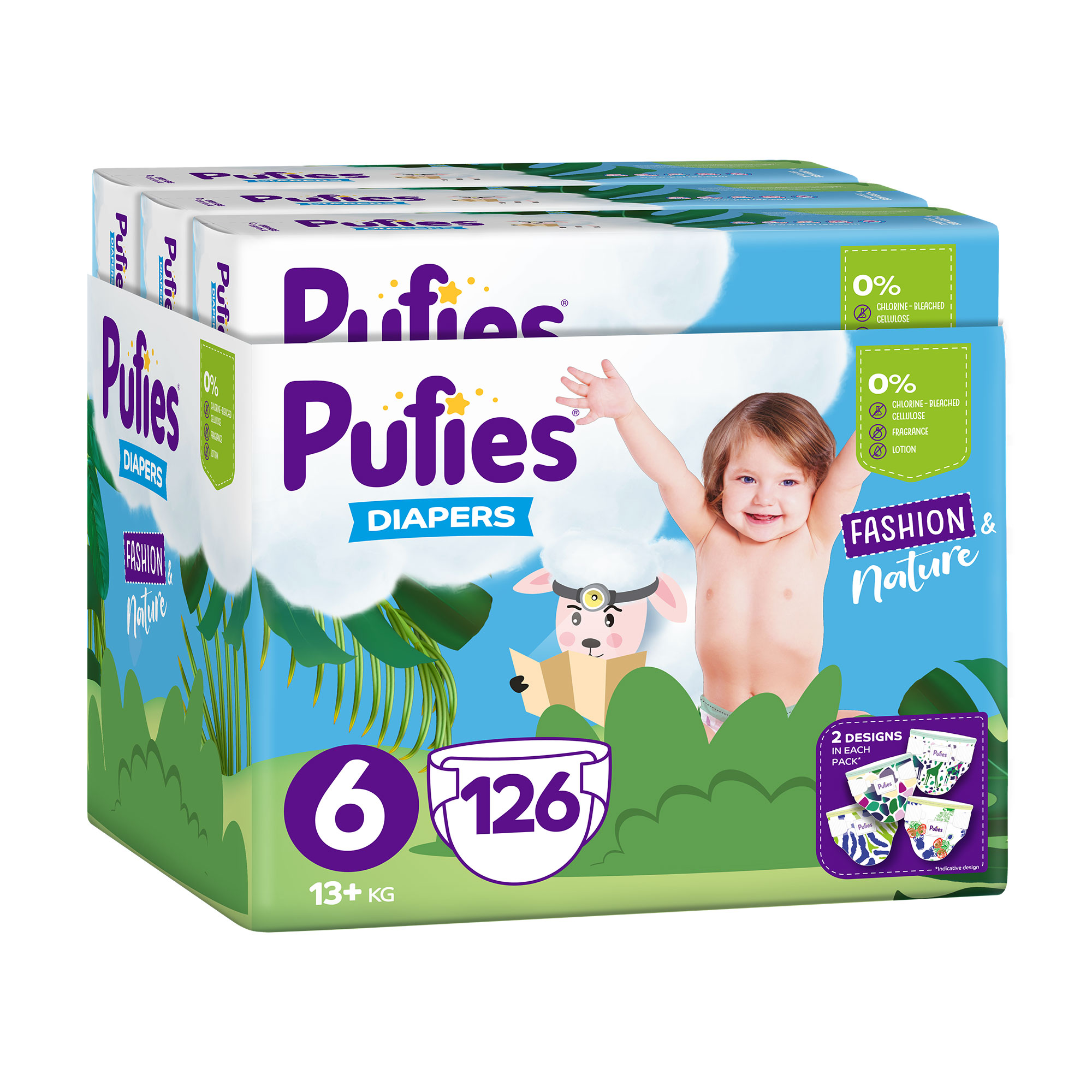 

Підгузки Pufies Fashion & Nature XL розмір 6 (13+ кг), 126 шт