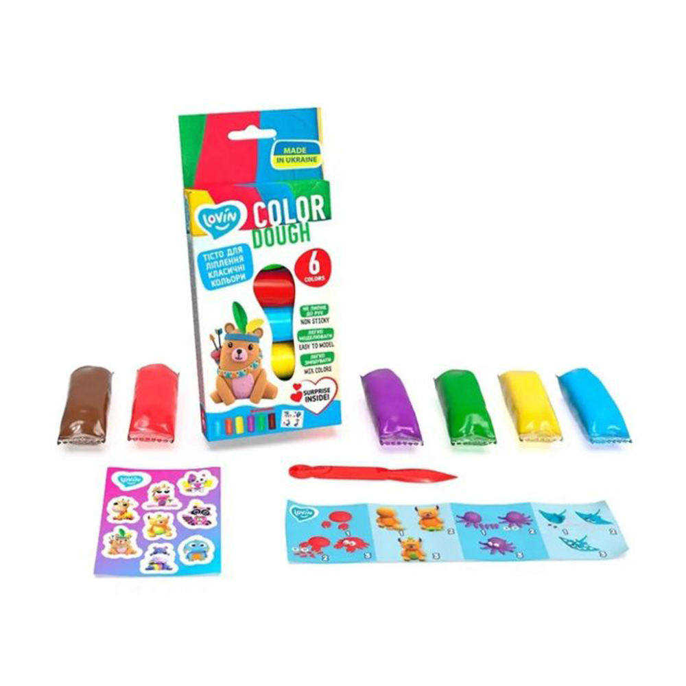 

Набір для ліплення з тістом Lovin Color 6 кольорів, від 3 років (41196)