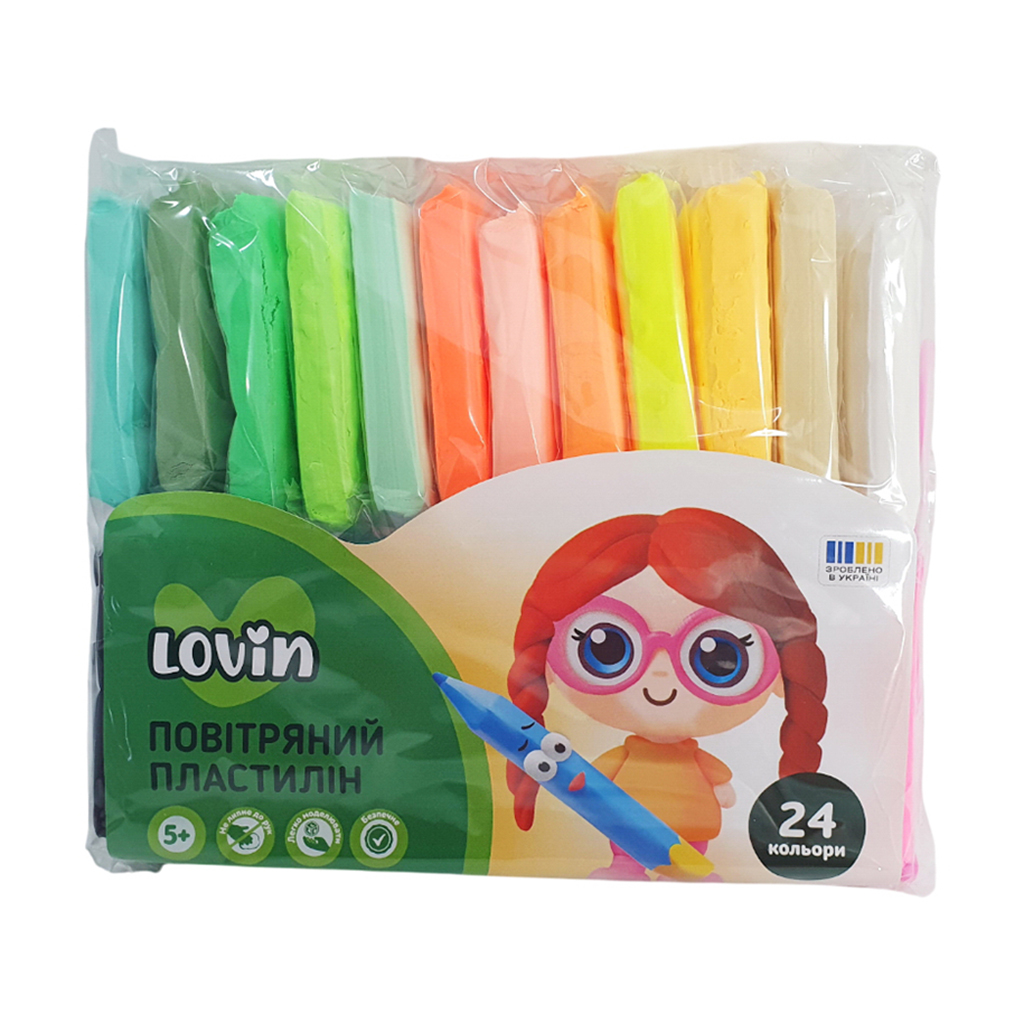 

Набір для ліплення з повітряним пластиліном Lovin 24 кольори, від 3 років, 144 г (70132)