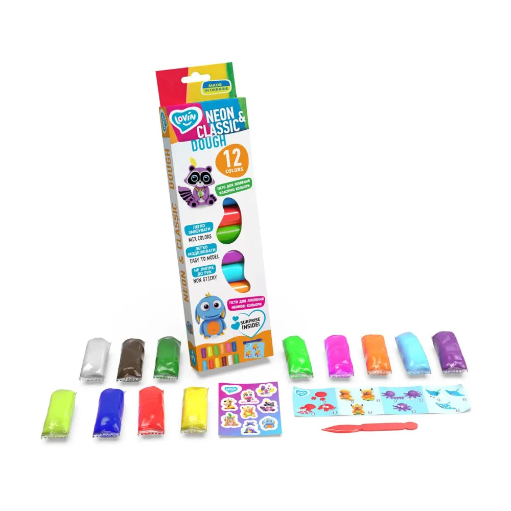 

Набір для ліплення з тістом Lovin Neon & Classic 12 кольорів, від 3 років (41182)